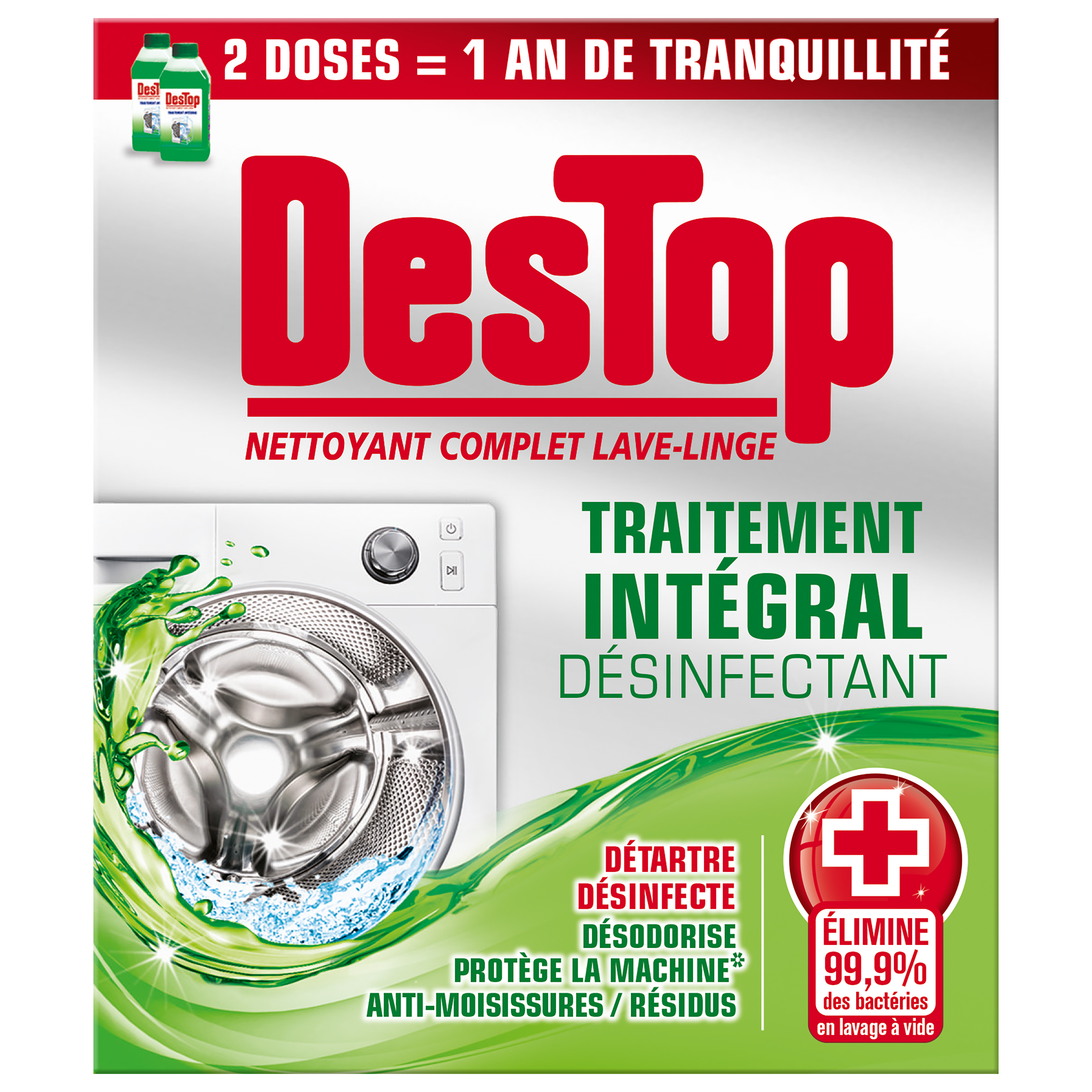 DESTOP Nettoyant désinfectant anticalcaire complet lave-linge 500ml pas  cher 