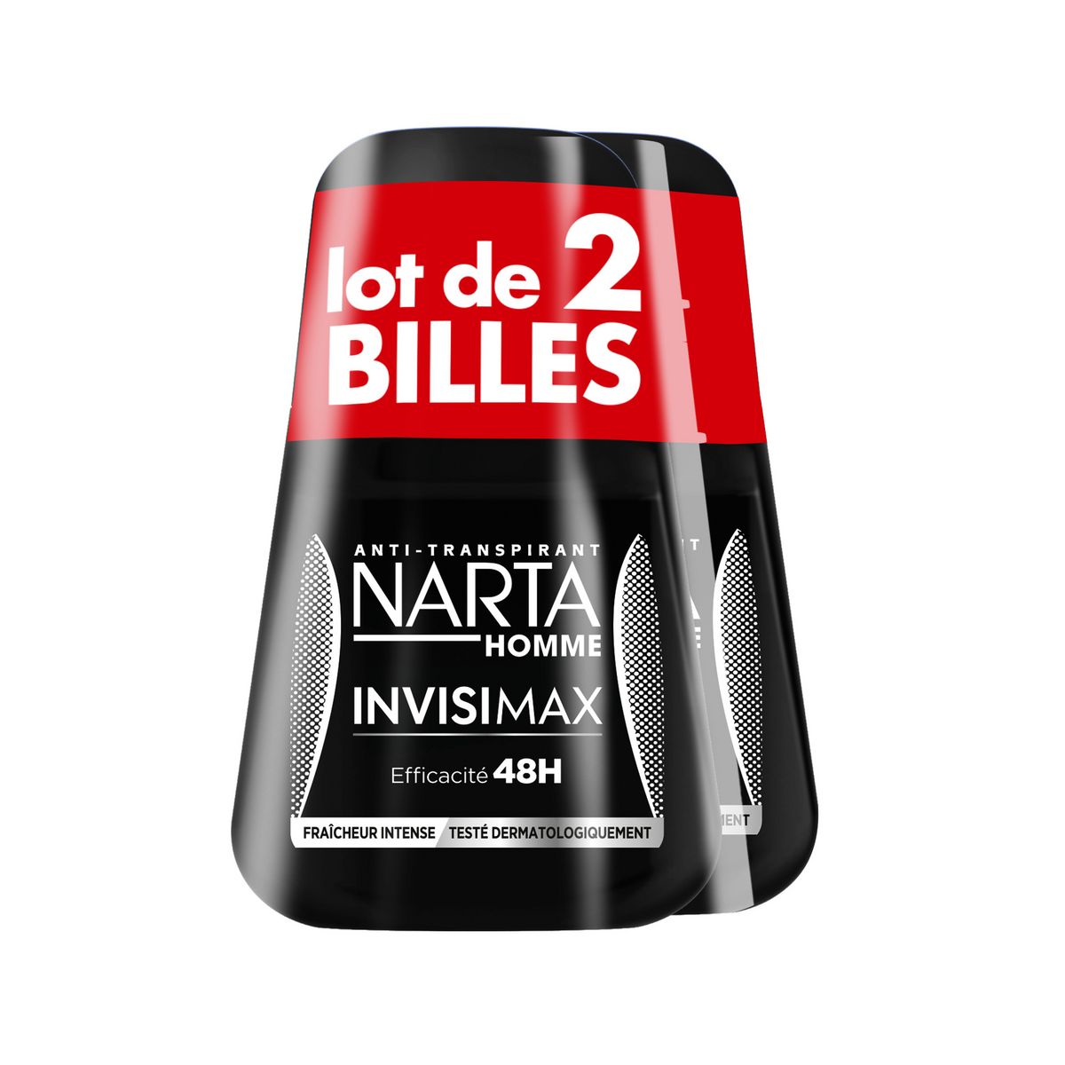 NARTA Invisimax Déodorant bille homme 48h fraicheur intense 2 pièces 2x50ml
