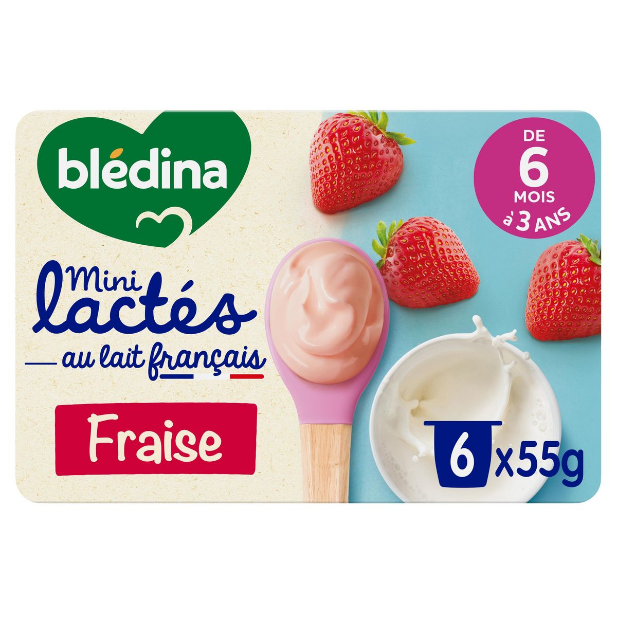 BLEDINA - DESSERT MINI LACTE FRAISE [6x55G] - DES 6 MOIS 