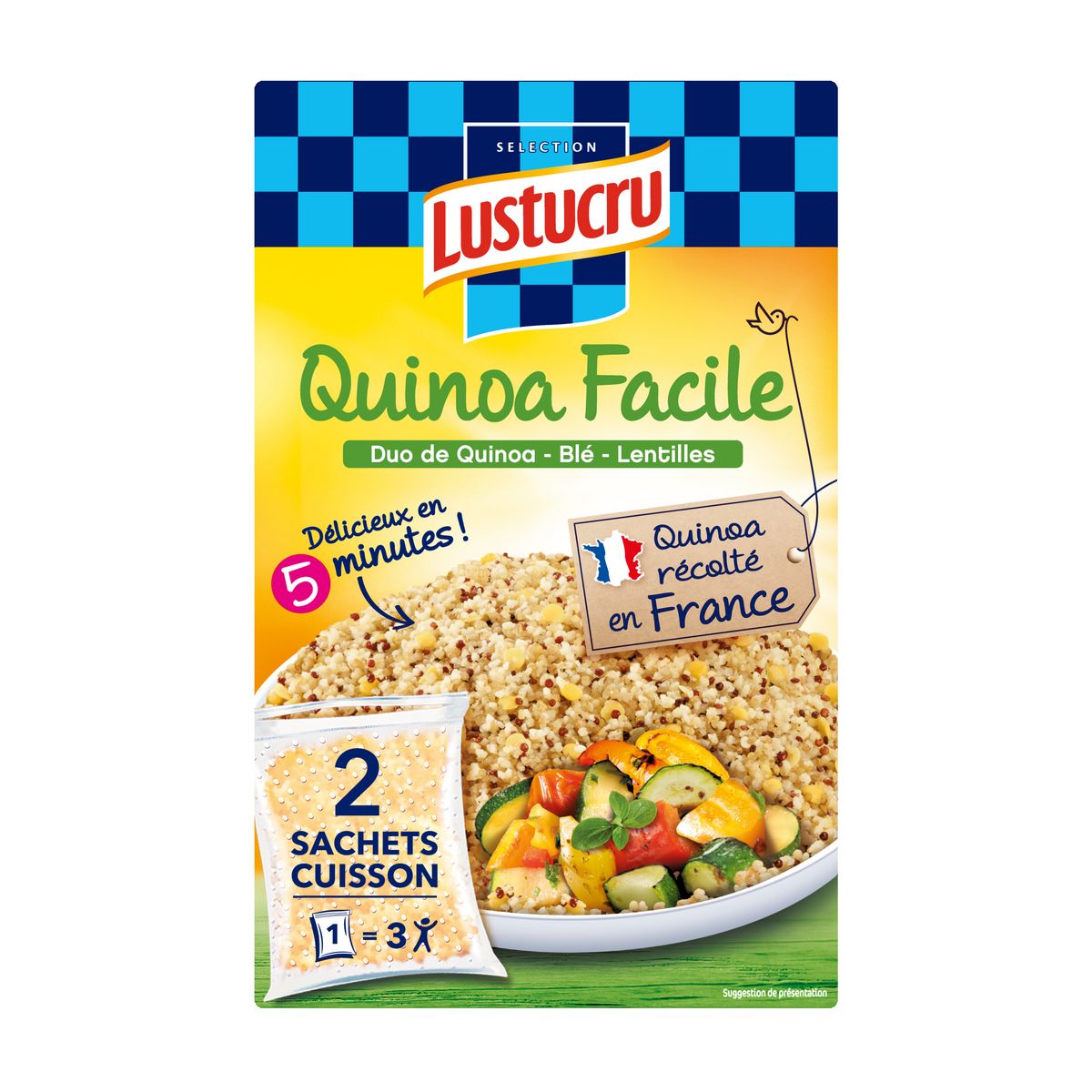 LUSTUCRU Quinoa facile blé lentilles en sachets 2 sachets 300g