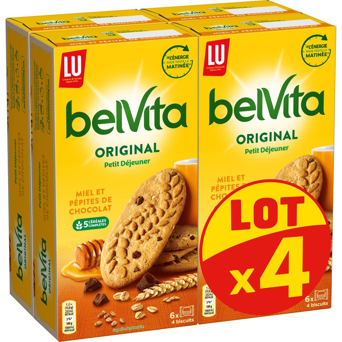 BELVITA Original Biscuits petit-déjeuner miel et pépites de