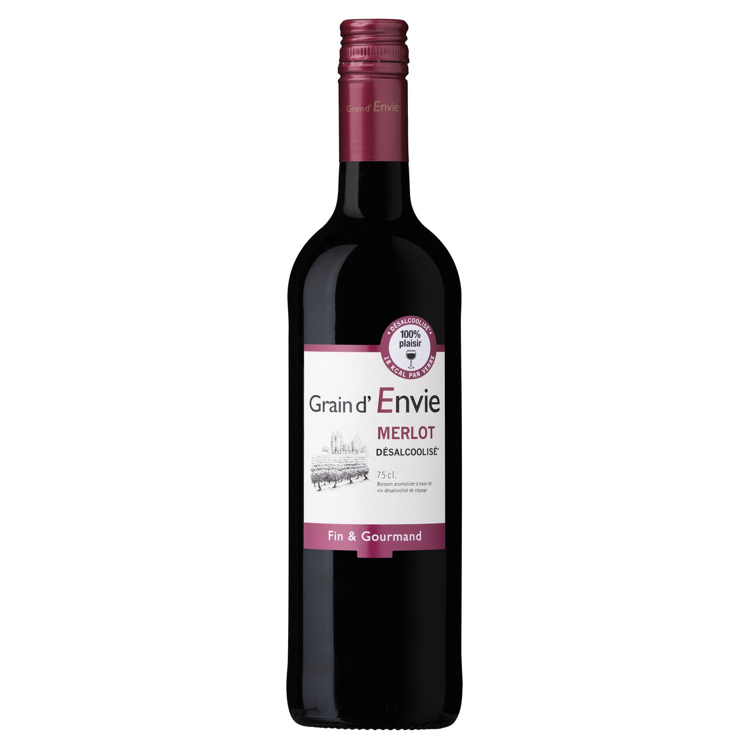 GRAIN D'ENVIE Merlot Vin sans alcool rouge 75cl pas cher 