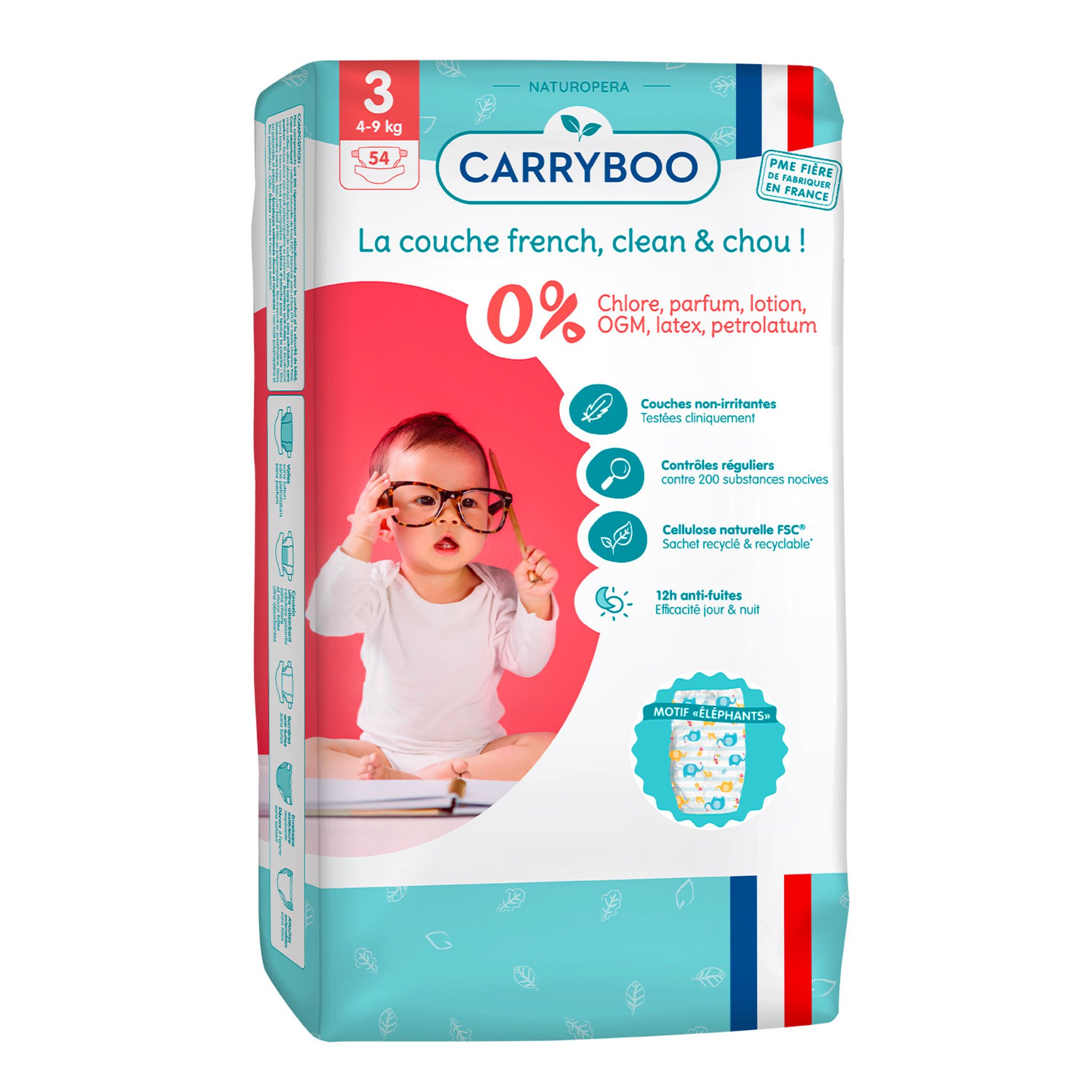 Carryboo Dermo-Sensitives Couches 3-6kg Taille T2 Pièces 56