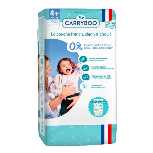 Couches Bébé Hypoallergéniques 0% Love & Green - Taille 4+/9-20 kg