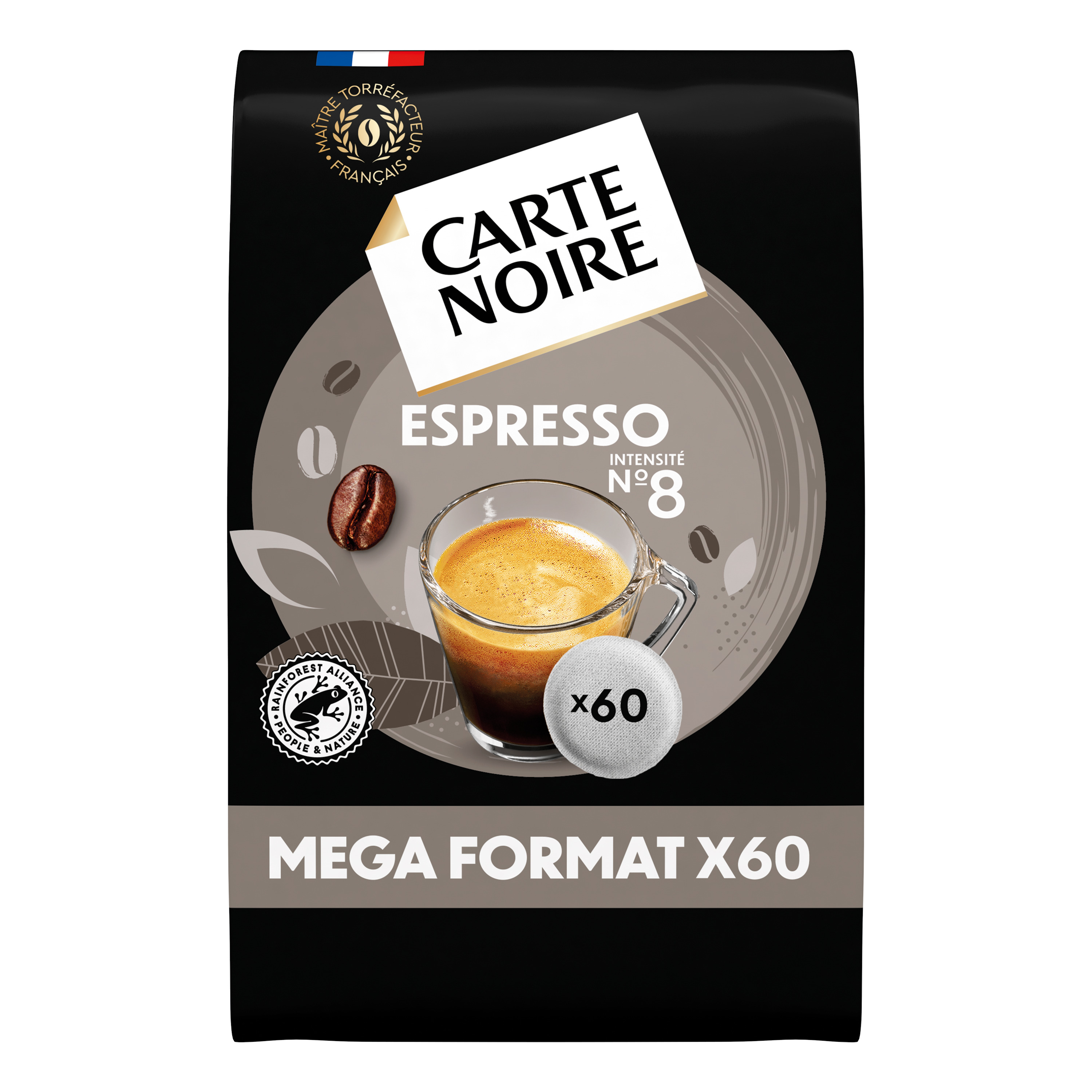 CARTE NOIRE Dosettes souples de café Espresso intensité 8 60 dosettes 420g  pas cher 