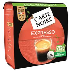 CARTE NOIRE Dosettes de café expresso intensité 11 compatibles Senseo 36 dosettes 250g
