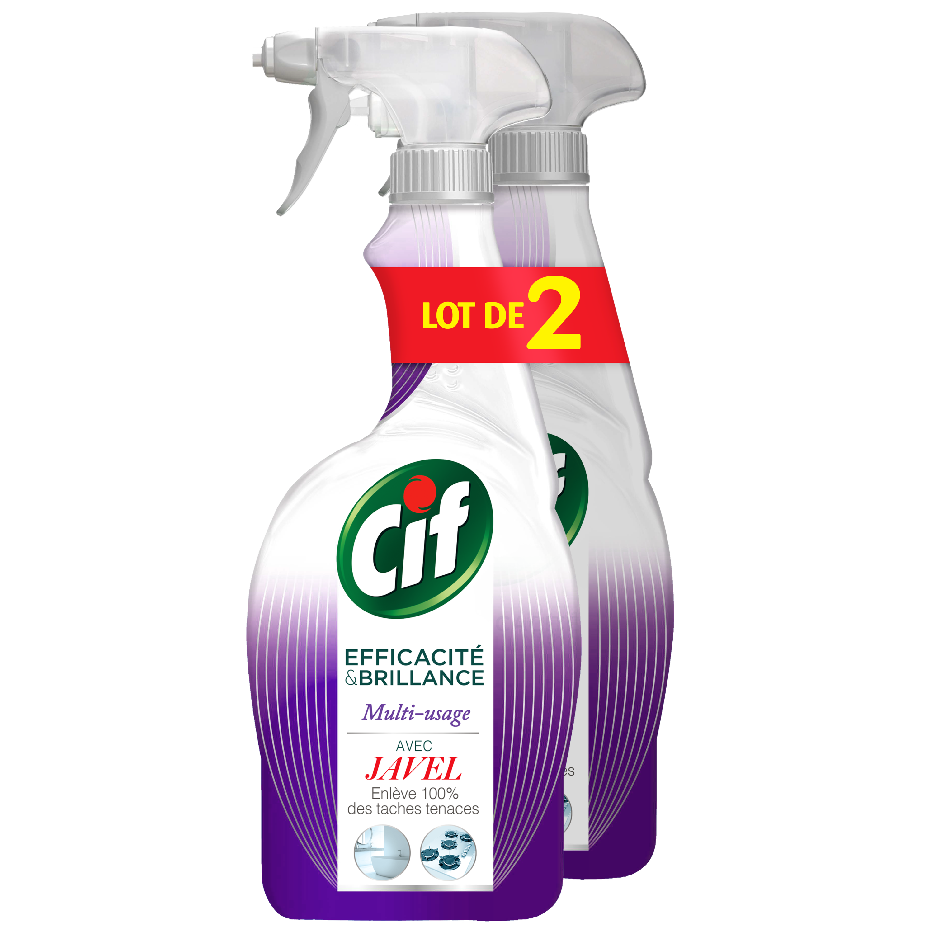 CIF Spray nettoyant avec javel efficacité et brillance 750ml pas cher 