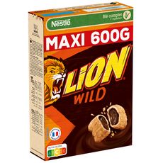 LION Wild Céréales goût caramel fourrées chocolat 600g