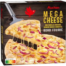 AUCHAN Pizza mega cheese aux 3 fromages et oignons rouges 450g