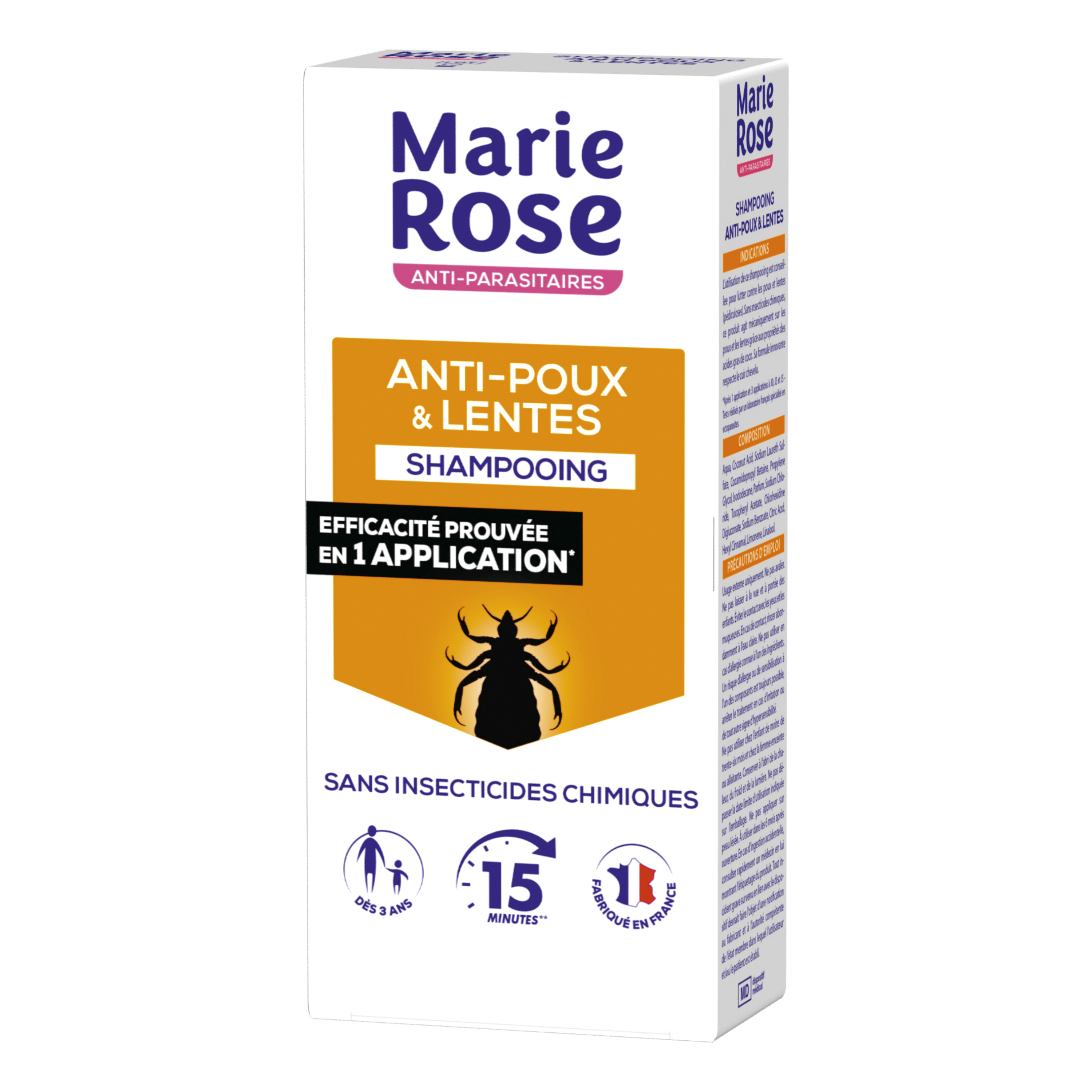 MARIE ROSE Shampooing anti-poux & lentes sans insecticides chimiques 125ml  pas cher 