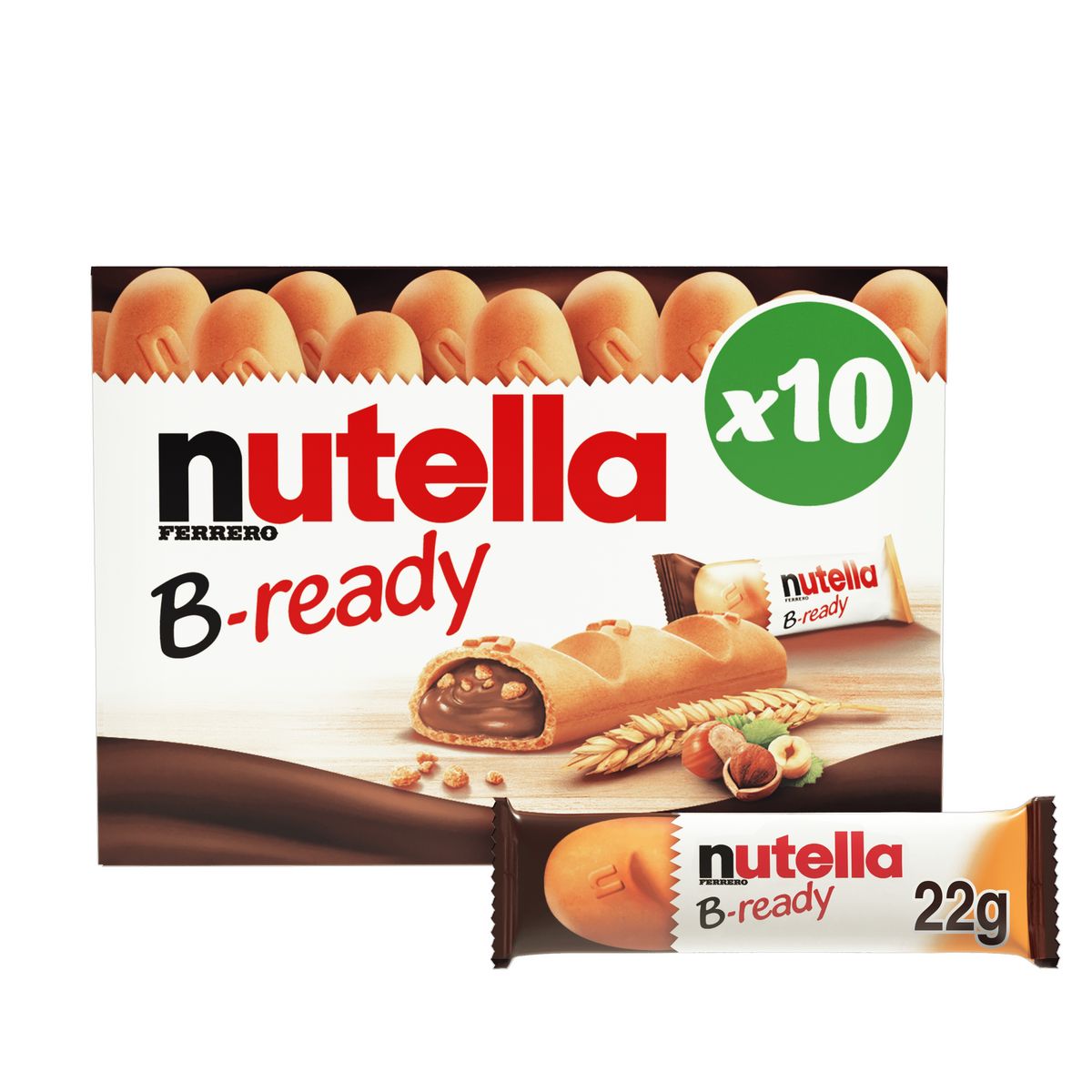NUTELLA B-Ready gaufrettes fourrées de pâte à tartiner 10 biscuits 220g