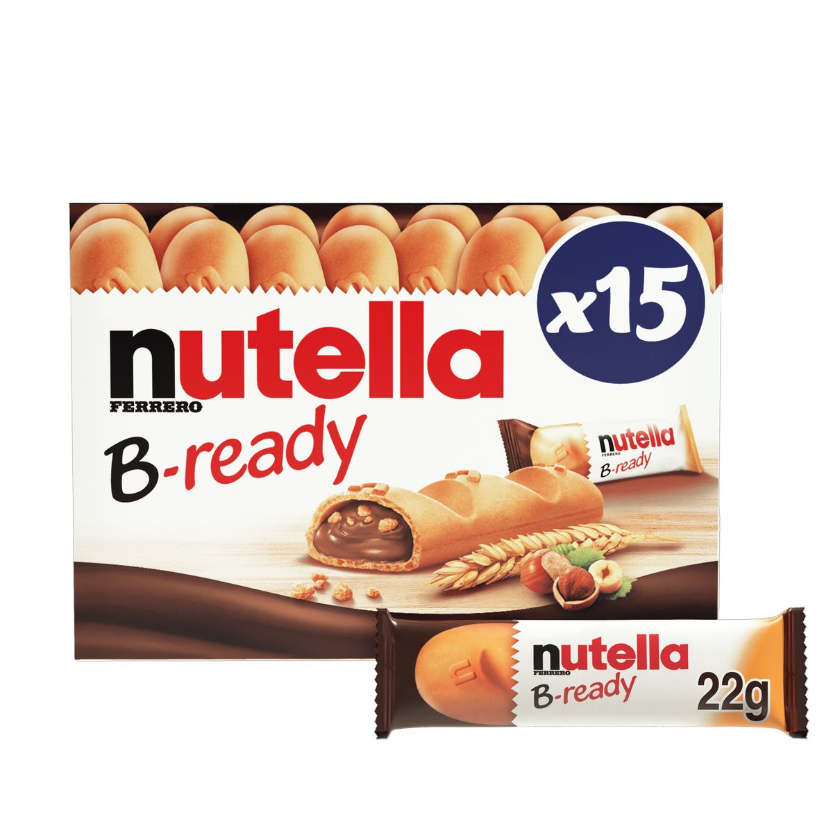 NUTELLA B-Ready gaufrettes fourrées de pâte à tartiner 15 biscuits 330g pas  cher 