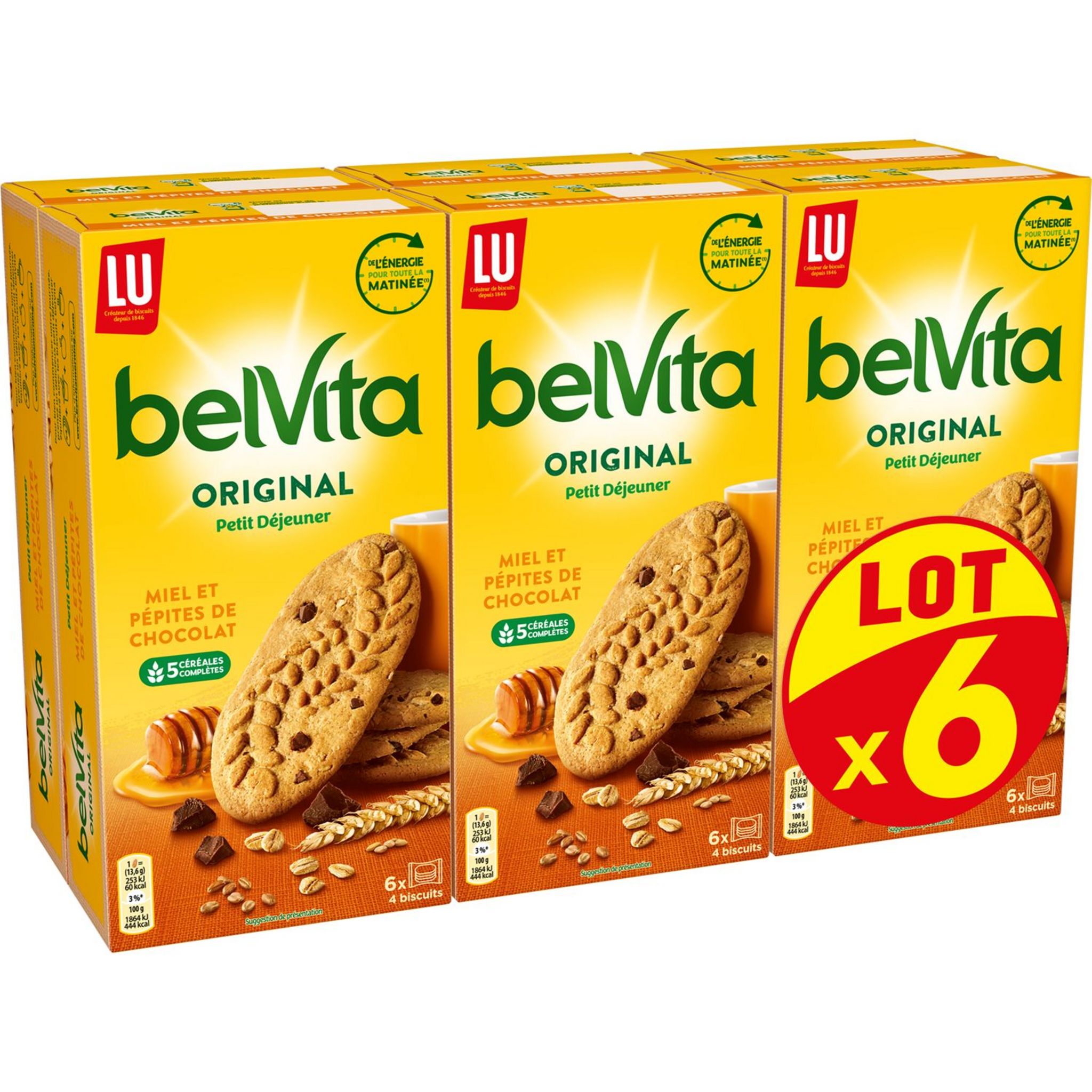 BelVita Petit Déjeuner Miel et Pépites de Chocolat & 5 céréales