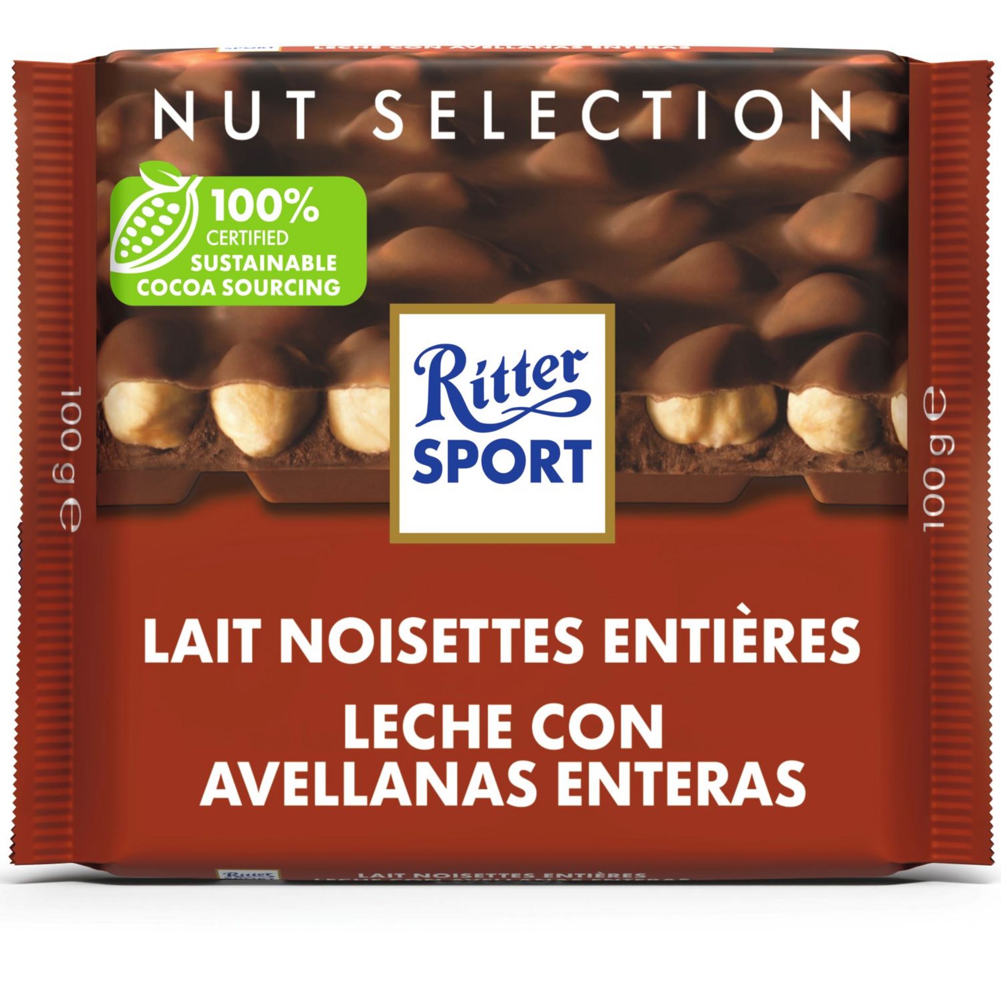 Ritter Sport chocolat au lait sans lactose et noisettes 100g