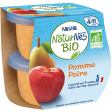 NESTLE Naturnes bio petit pot dessert pomme poire dès 4 mois 2x115g