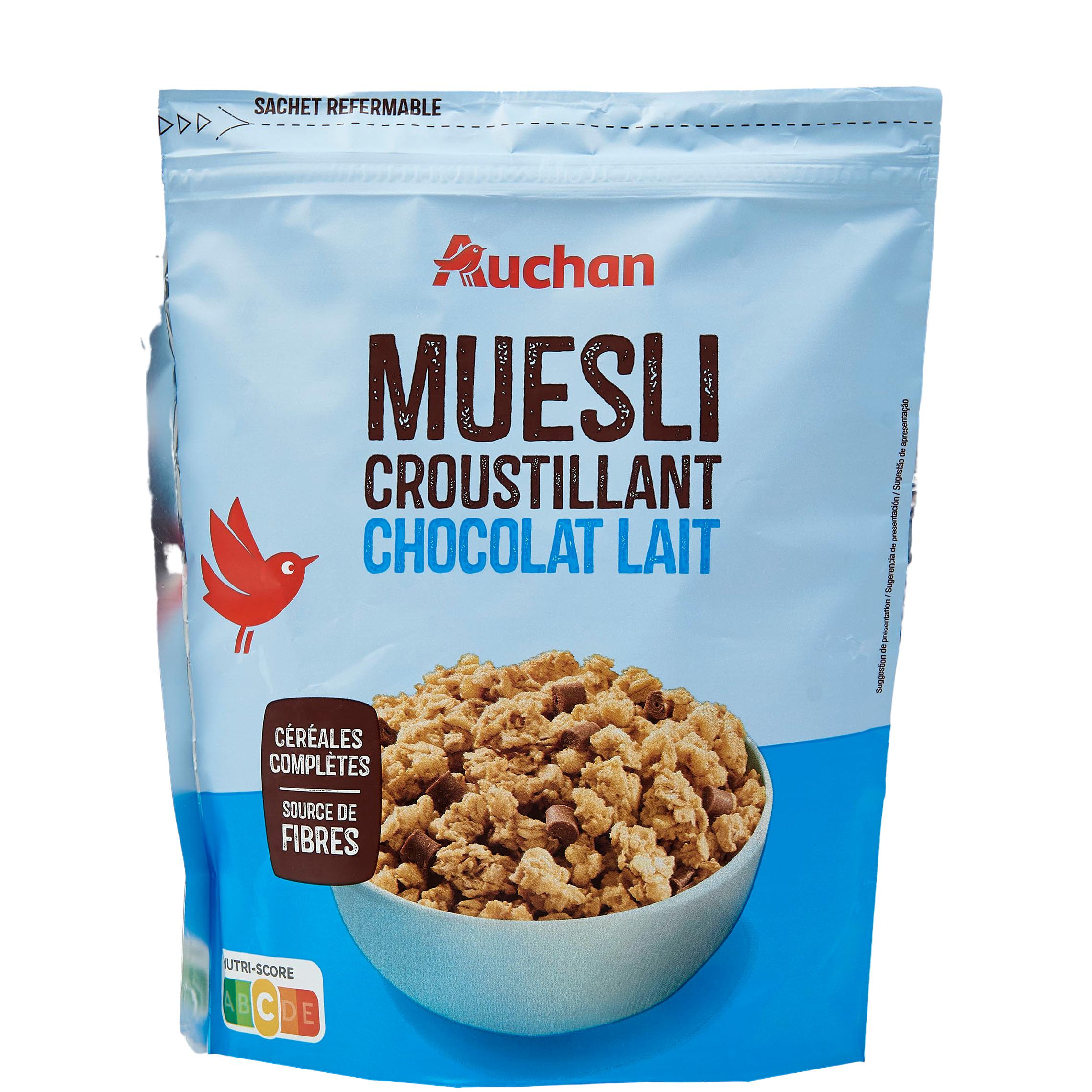 AUCHAN Muesli croustillant au chocolat au lait 450g pas cher 