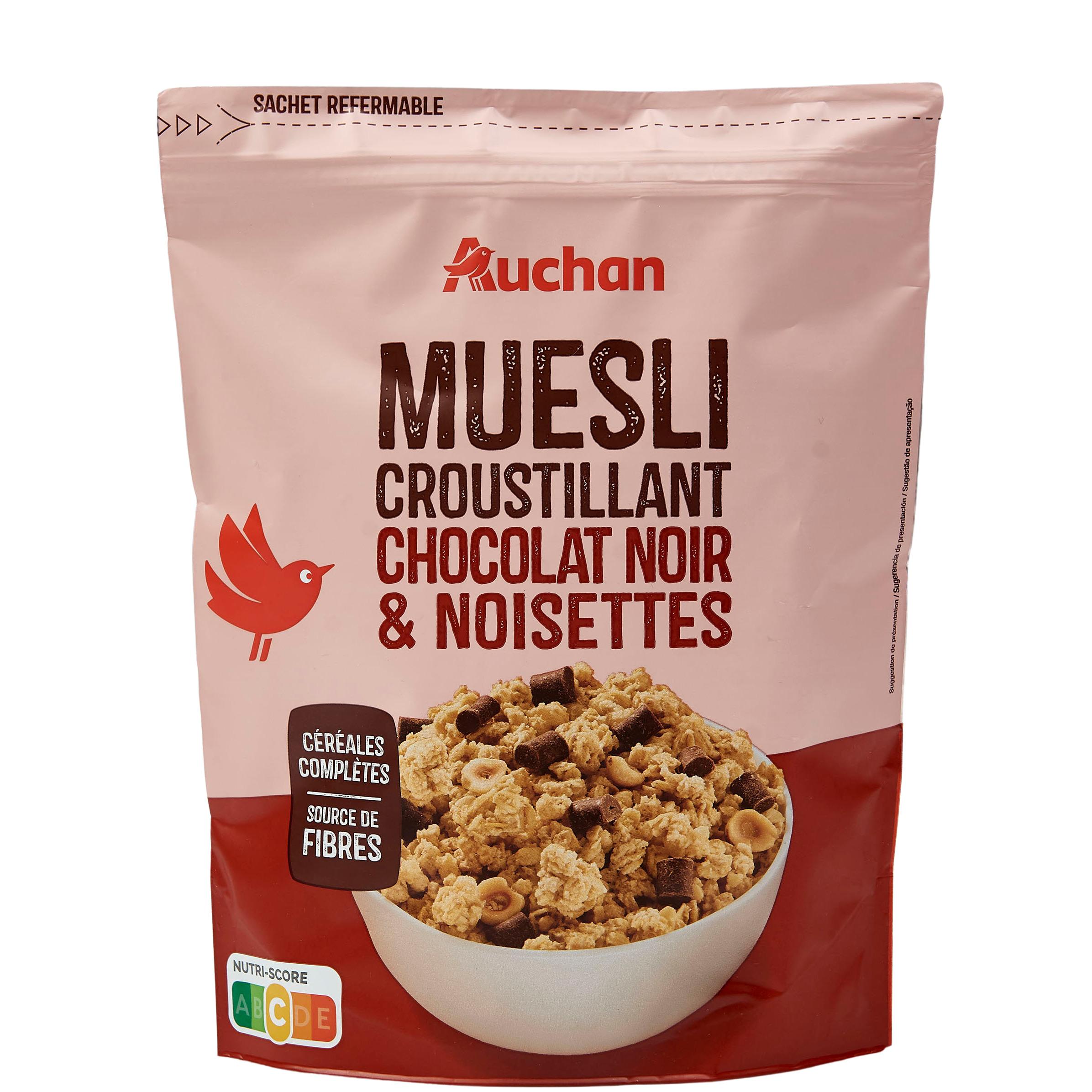 AUCHAN Crousti barres de céréales au chocolat noir 6 barres 126g pas cher 