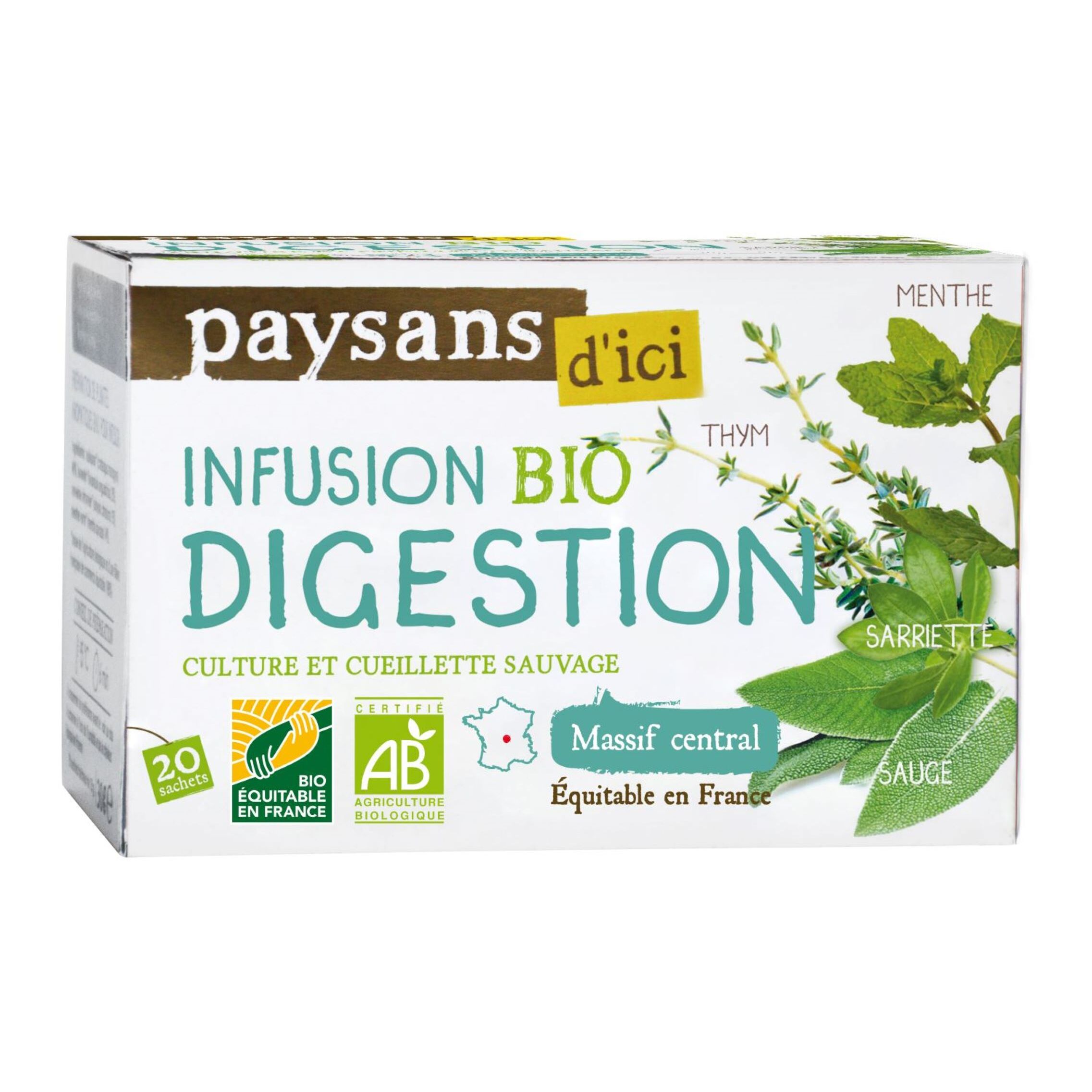 PAYSAN D'ICI Infusion digestion bio menthe, thym, sarriette, sauge