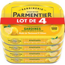 PARMENTIER Sardines à l'huile et au citron 4x135g