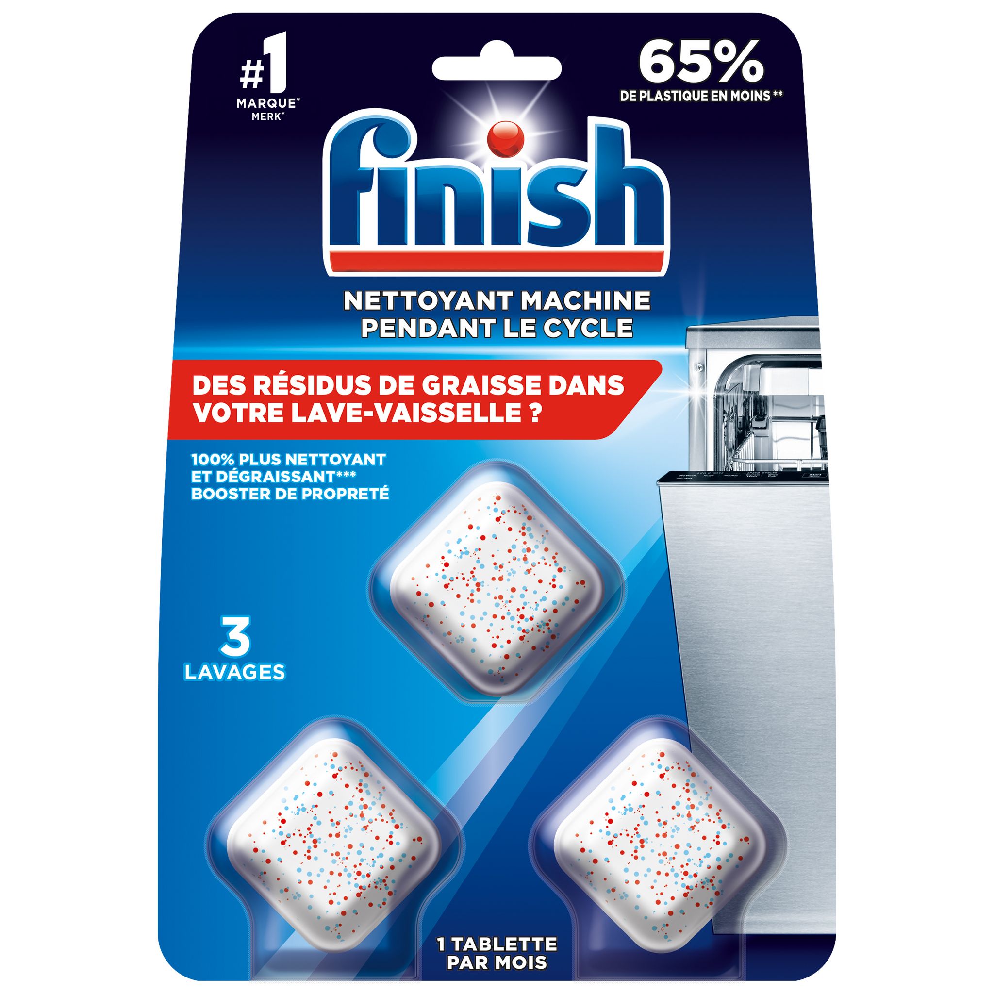 Finish Nettoyant Machine Lave-Vaisselle Pendant le Cycle - Lot de 4 :  : Epicerie