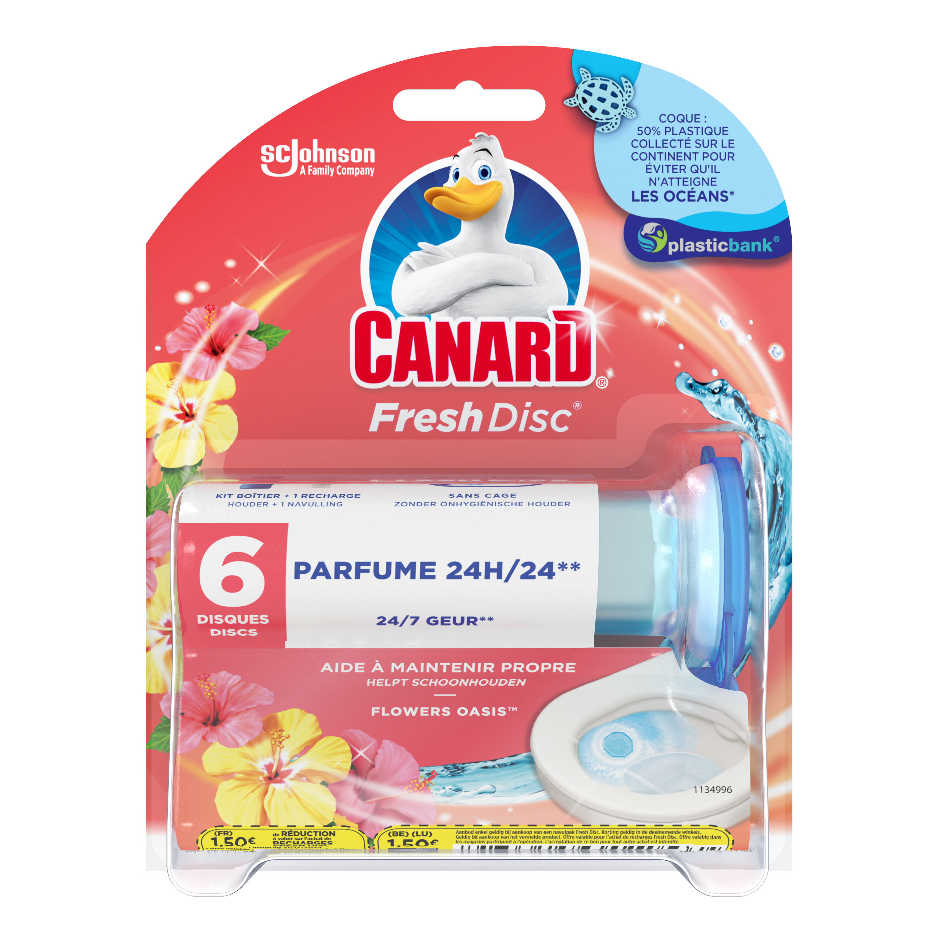 Canard WC Fresh Disc Recharges - Nettoyant Pour Toilette Flowers Oasis - 12  Disques Lot de 2 : : Epicerie