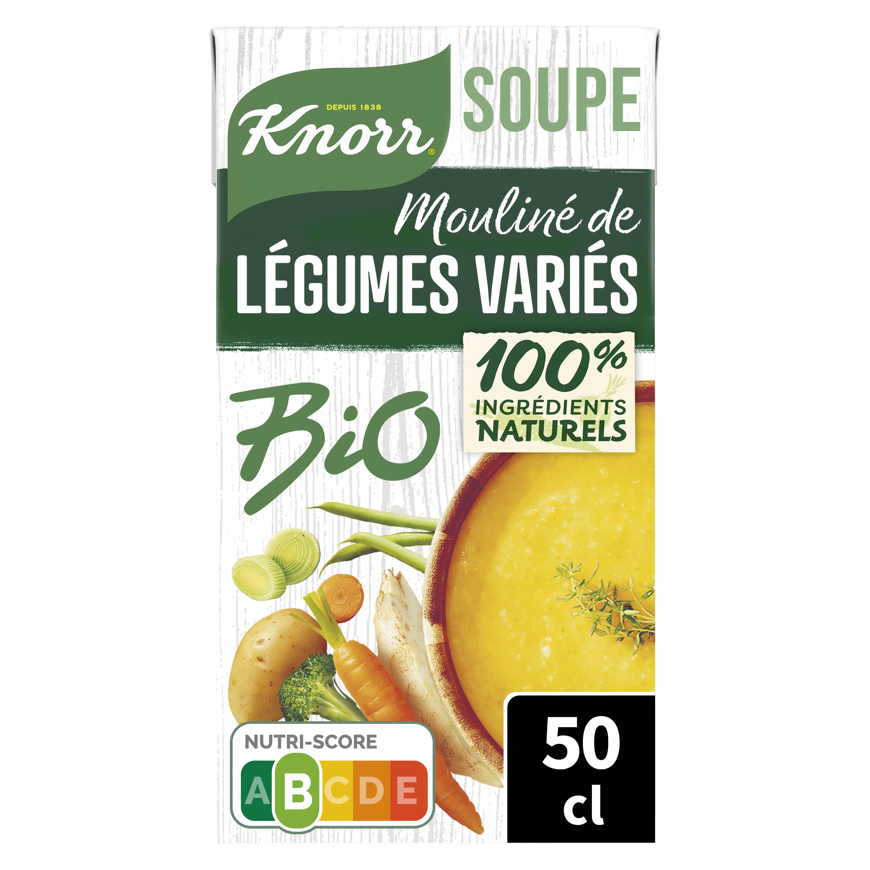 KNORR Soupe bio mouliné de légumes variés 1 personne 30cl pas cher