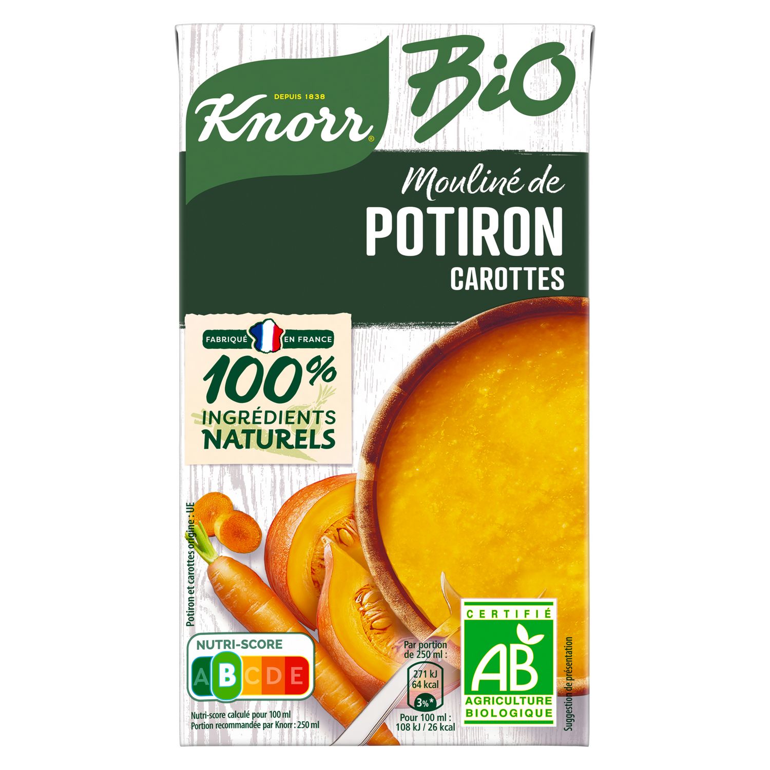 Soupe Mouliné de Potiron Carottes BIO