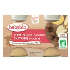 BABYBIO Petit pot dessert pomme châtaigne bio dès 6 mois 2x130g