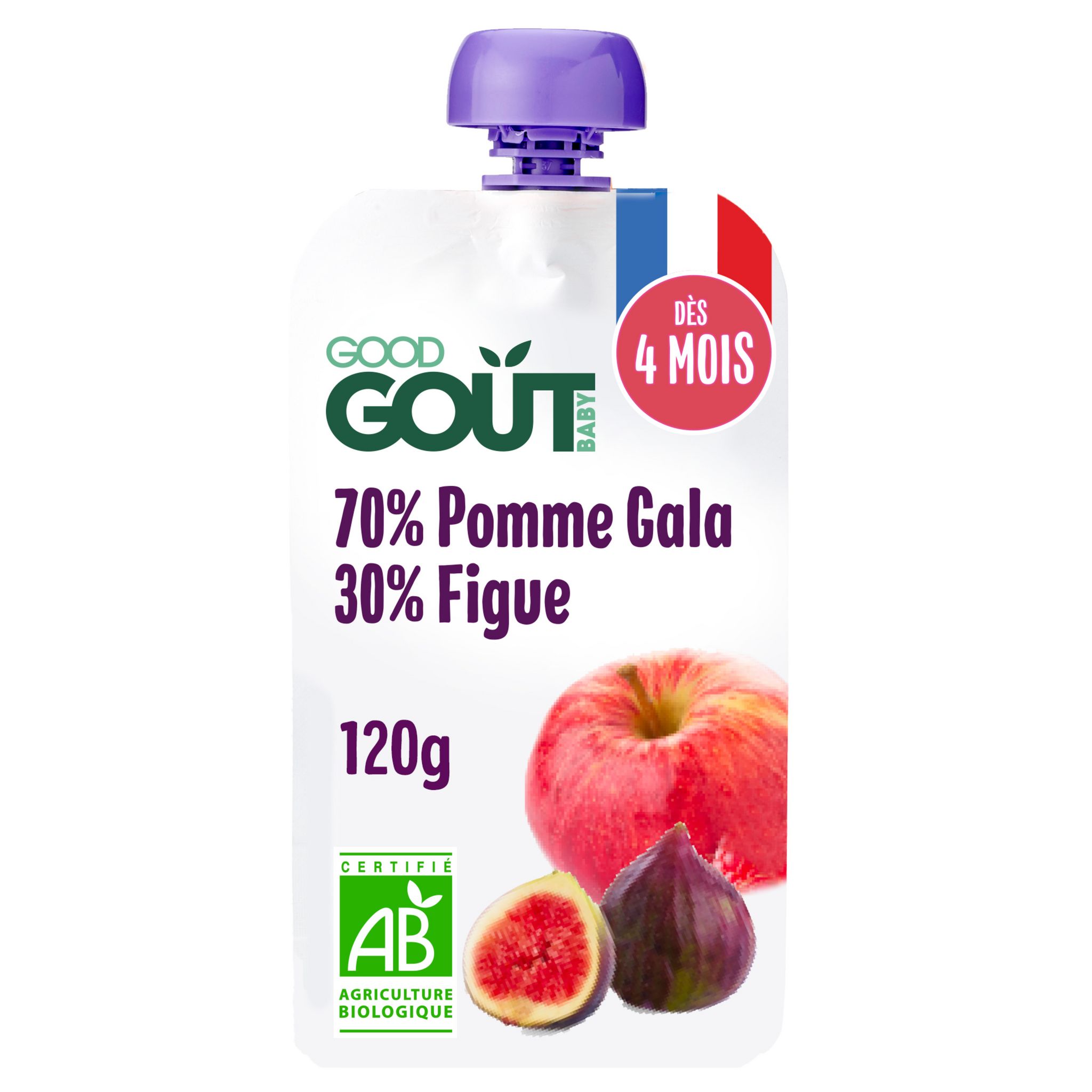 COMPOTE POMME FRAMBOISE GOURDE - Good Goût - 120 g