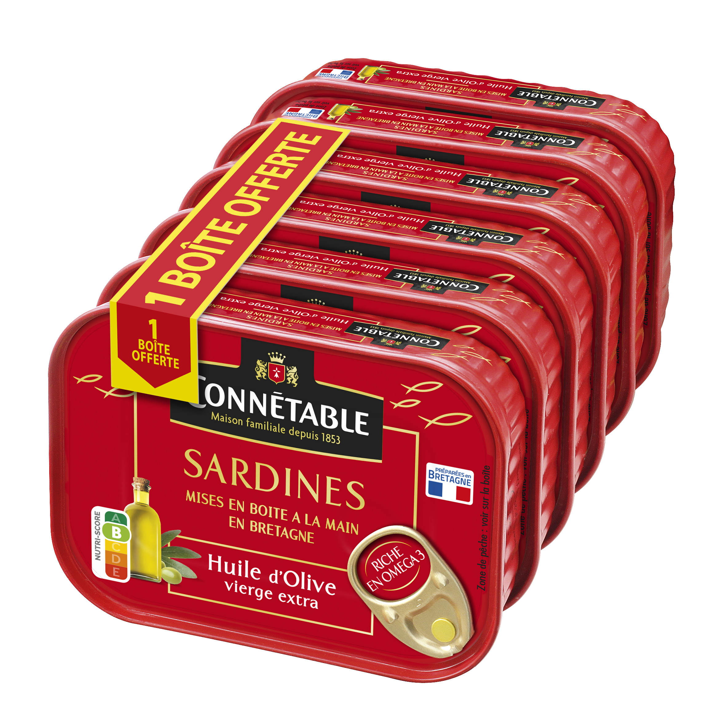 Coffret cadeau 5 boîtes de sardines de 115g, assortiment sardines