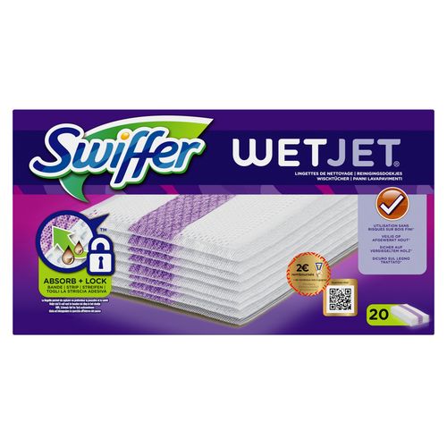 Swiffer WetJet, Pack 20 Recharges, x20 Lingettes Humides