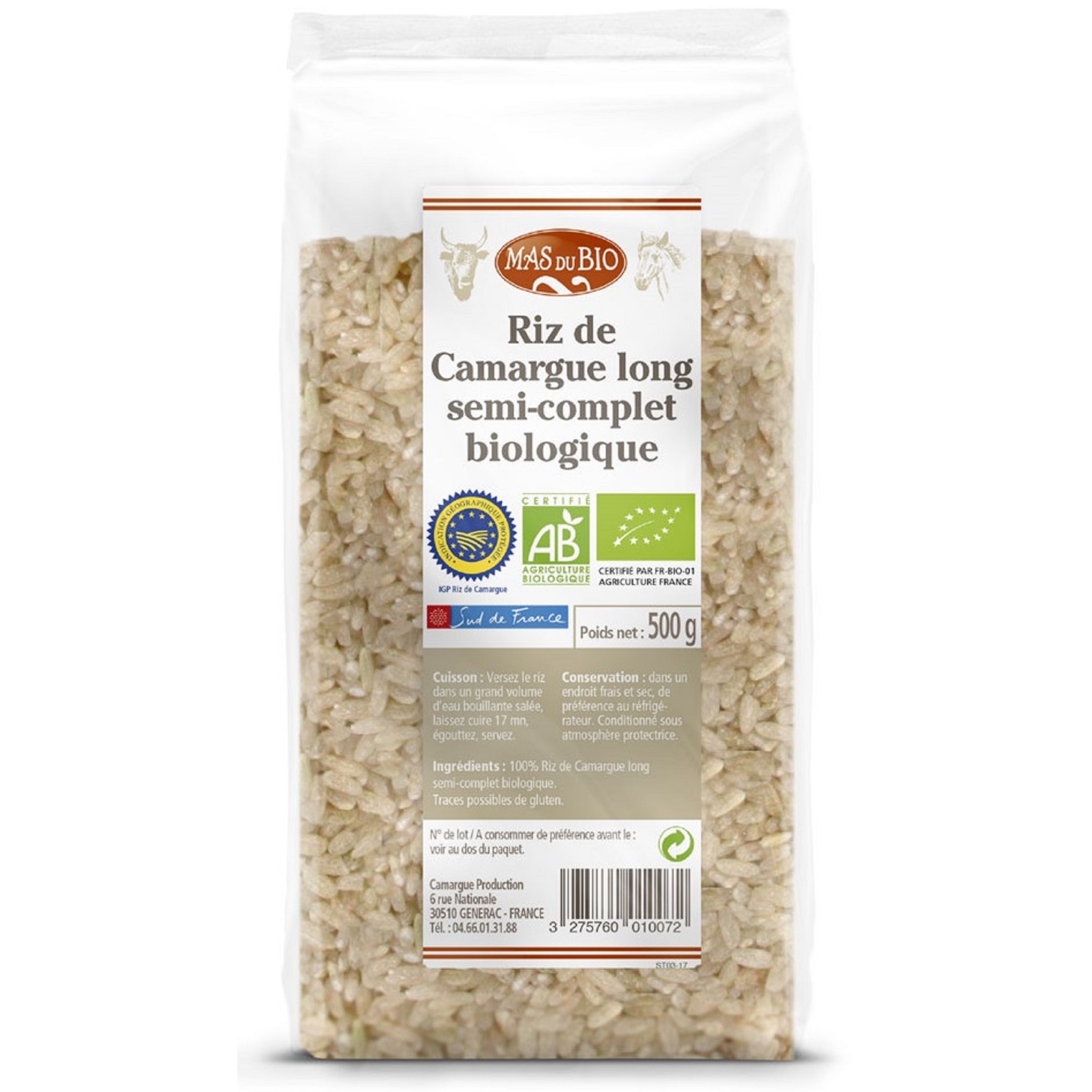 Riz long complet IGP Camargue Bio