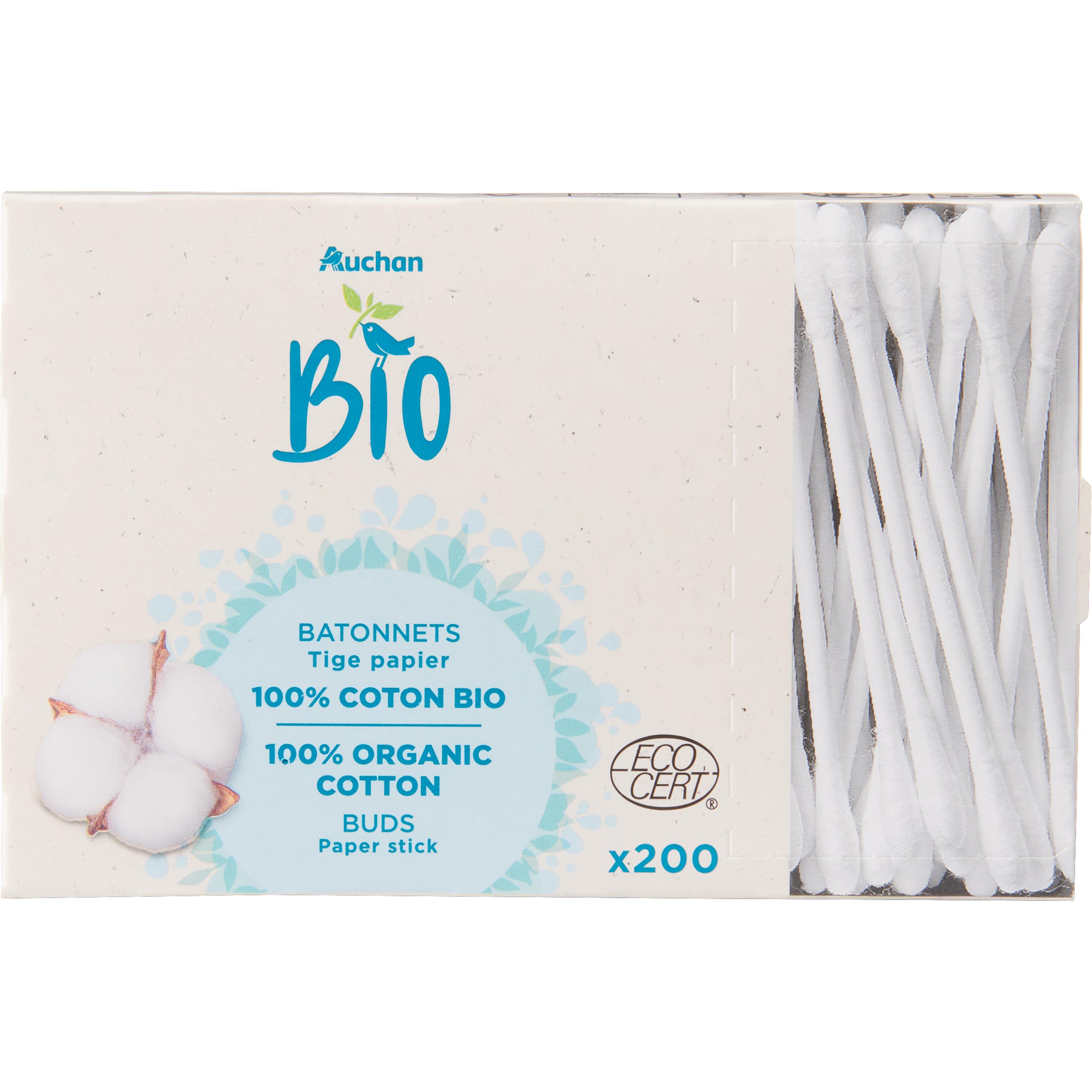 LOTUS Coton tige non blanchi bio en boîte 200 bâtonnets pas cher 