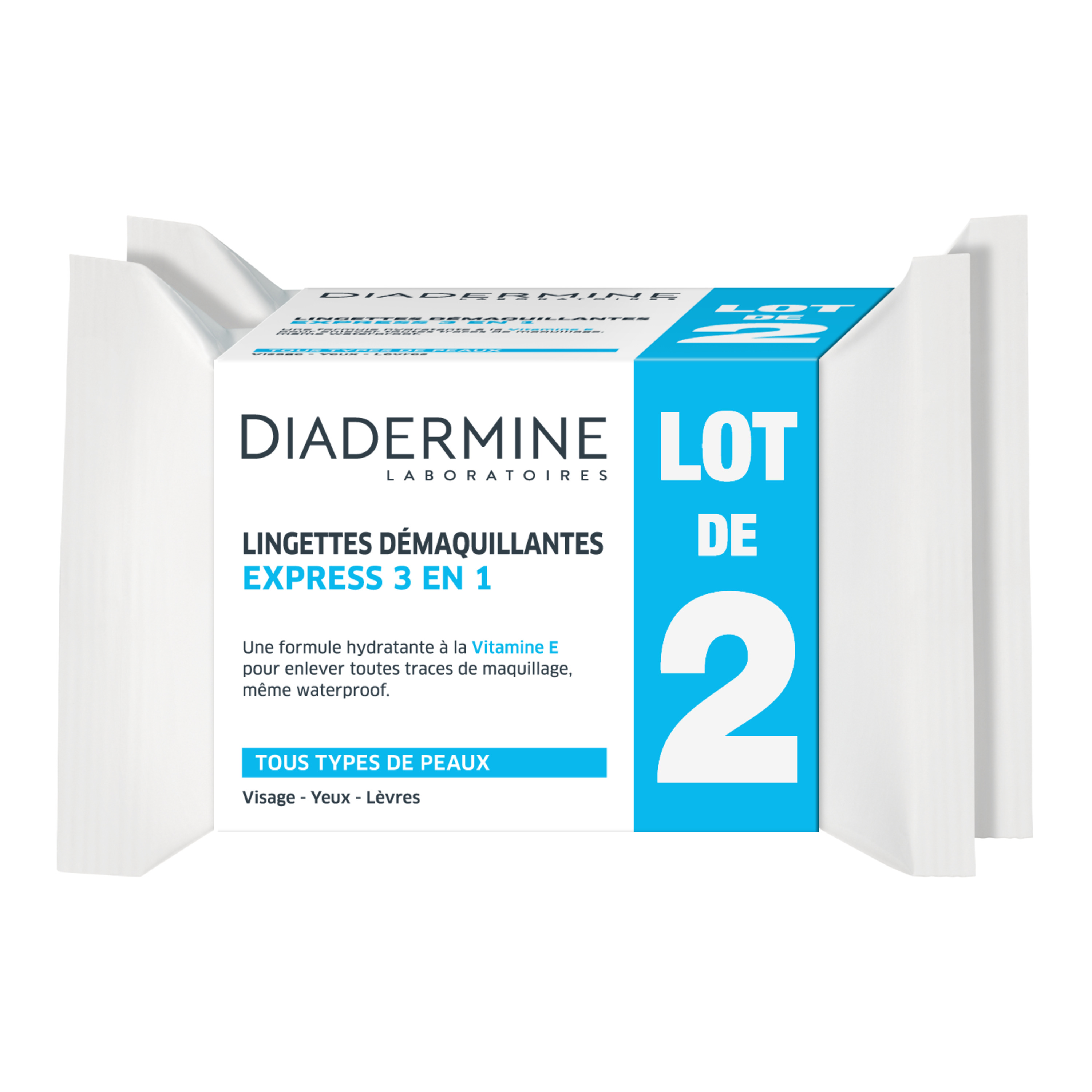 Acheter Diadermine Lingettes démaquillantes Express 3en1, 40 lingettes