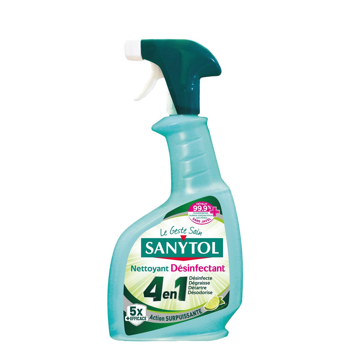 SANYTOL Spray nettoyant désinfectant 4 actions sans résidus agressifs 500ml