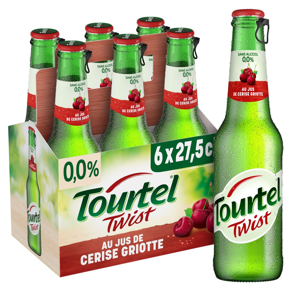 TOURTEL Bière Twist sans alcool 0,0% aromatisée à la cerise griotte bouteilles 6x27,5cl