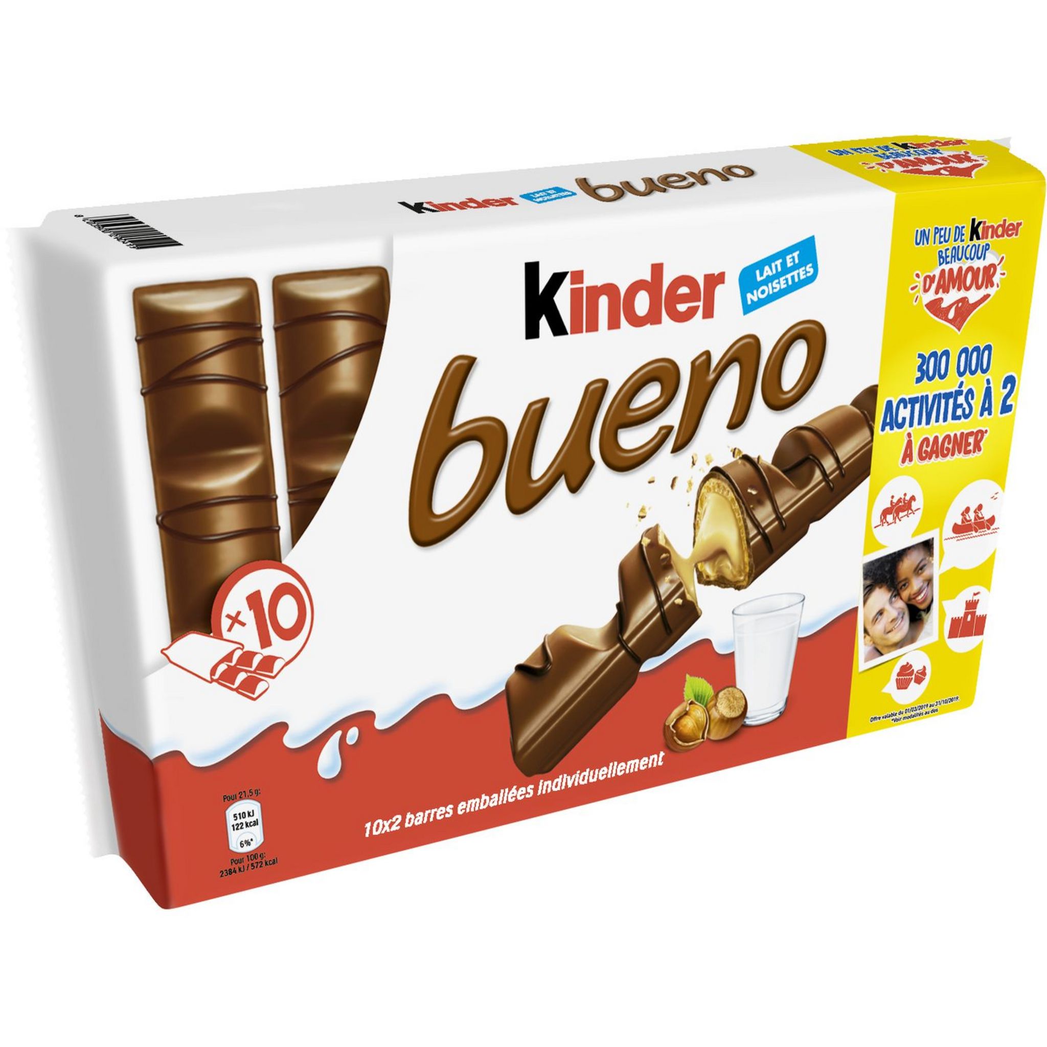 KINDER Bueno barres chocolatées 10x2 barres 430g pas cher 