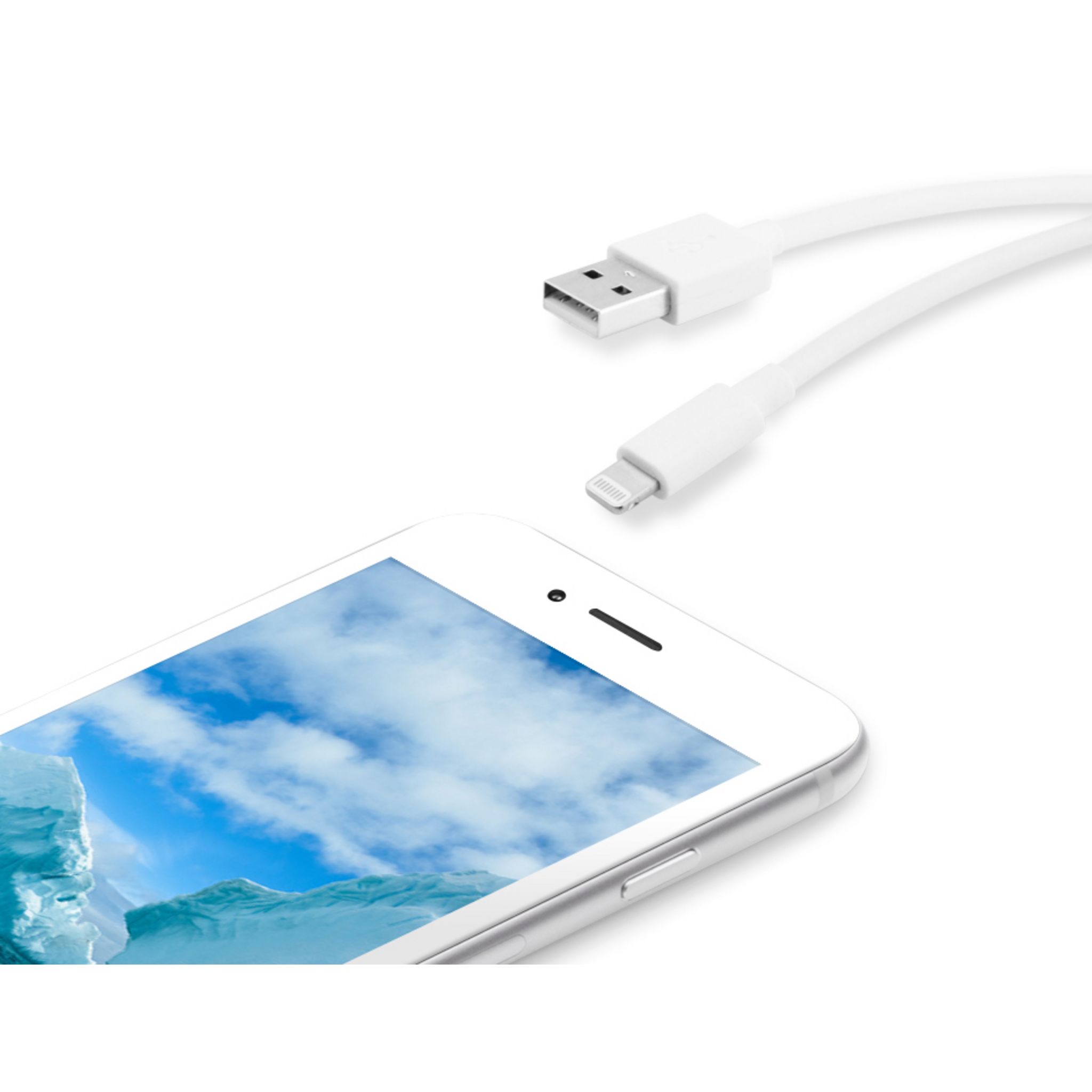 Câble 1.2 mètre blanc prise Usb - Lightning iPhone 5/ 6/ 7/ 8/ X/ 11 pas  cher 