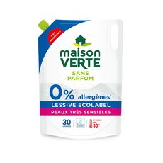 MAISON VERTE Recharge lessive liquide ecolabel peaux très sensibles 30 lavages 1,9l