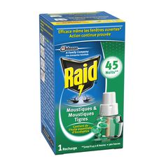 RAID Recharge diffuseur électrique anti-moustiques et moustiques tigres à l'huile essentielle d'eucalyptus efficace 45 nuits 1 recharge