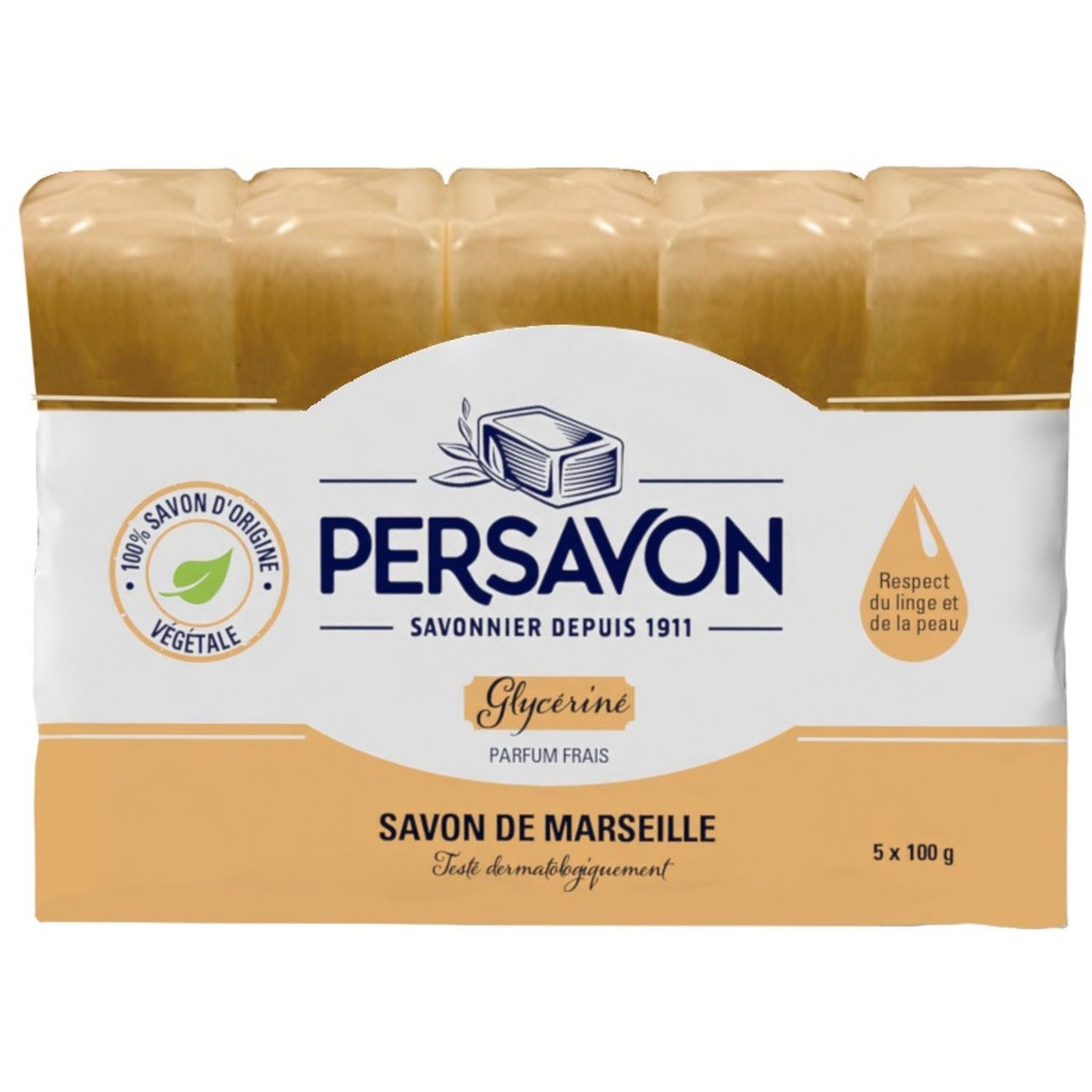 PERSAVON Savon solide de Marseille glycérine 5x100g pas cher