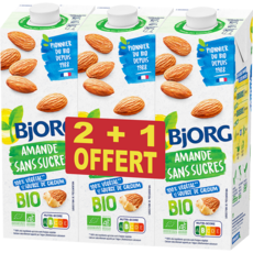 BJORG Boisson aux amandes bio sans sucres 2+1 offert 3x1l