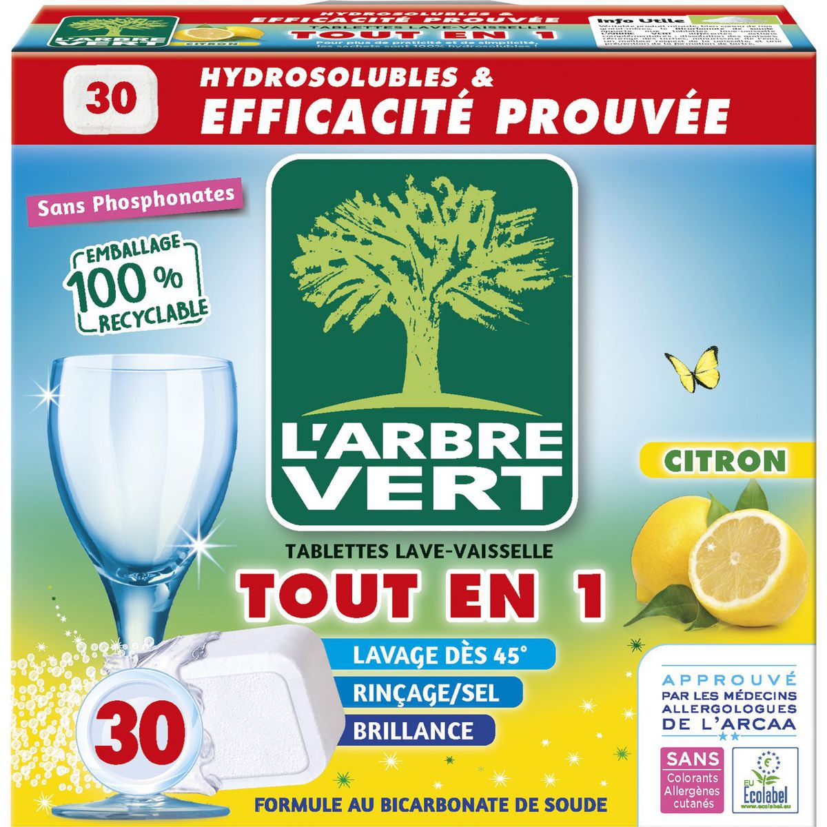 Liquide vaisselle écologique au citron vert, L'Arbre Vert (500 ml)