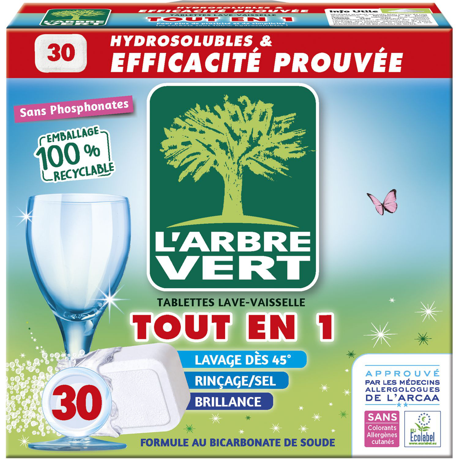 Tablettes lave-vaisselle écologique tout en1 x30 - UNI VERT