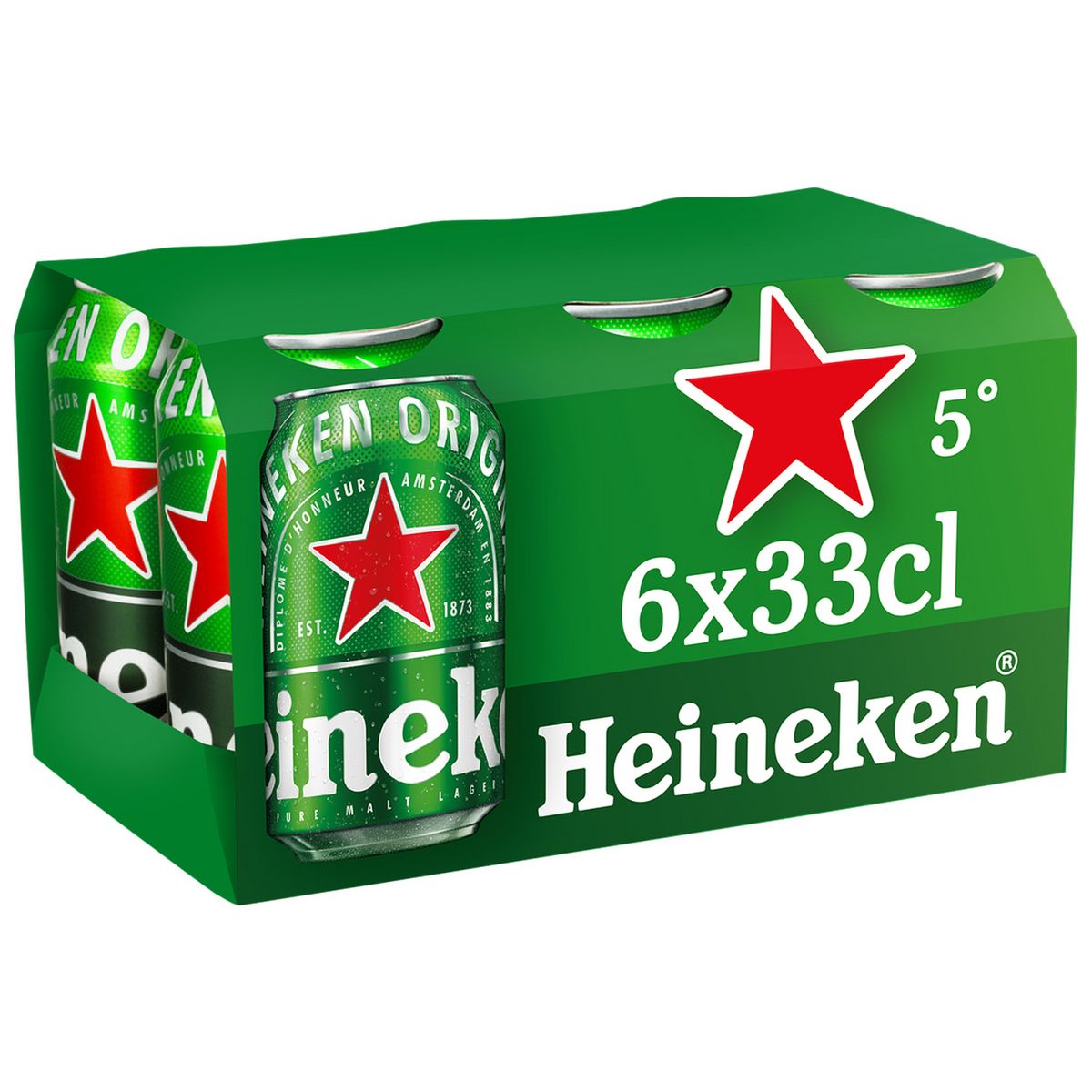 HEINEKEN Bière blonde premium 5% boîtes 6x33cl