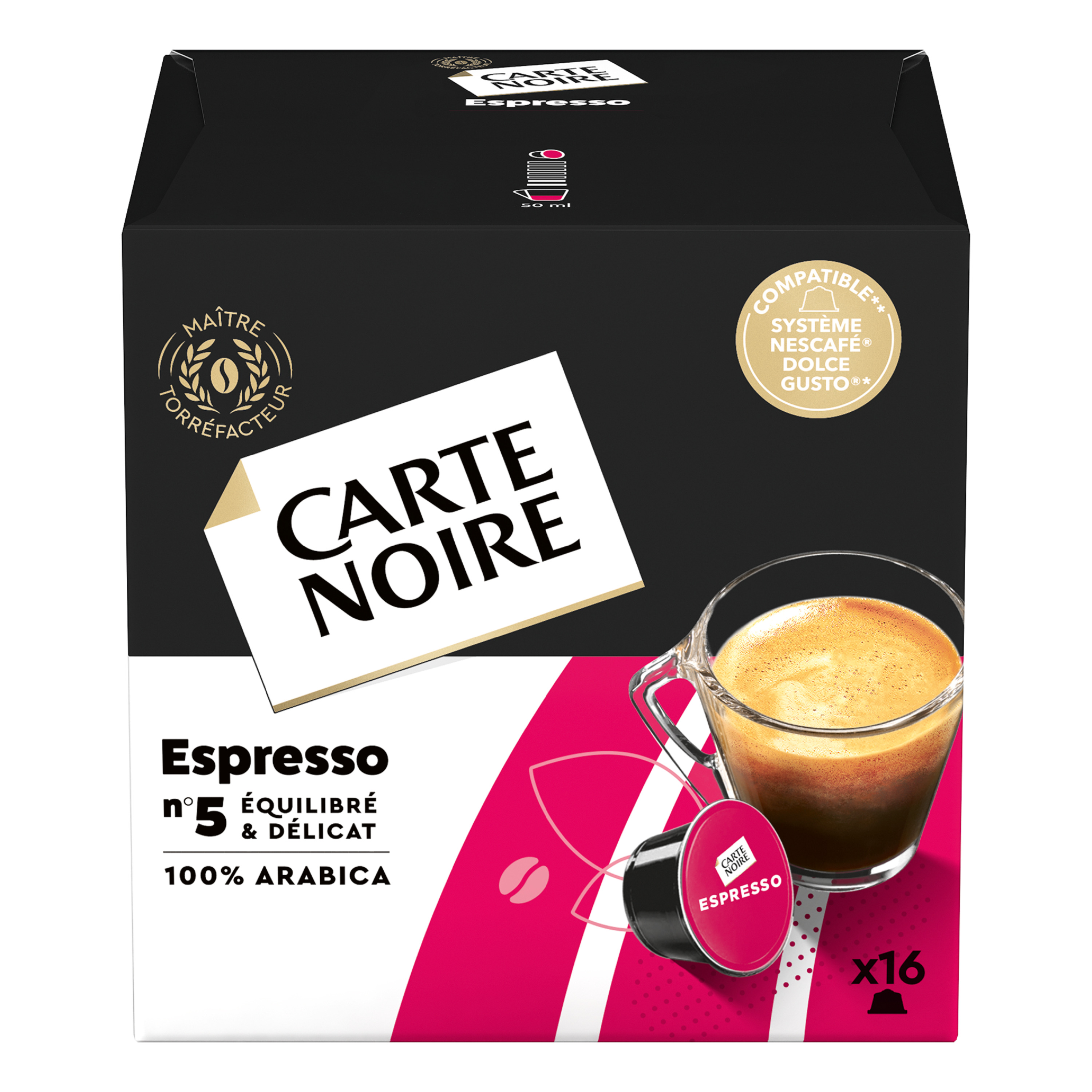 AUCHAN Capsules de café espresso intensité 7 compatibles Dolce Gusto 16  capsules 112g pas cher 