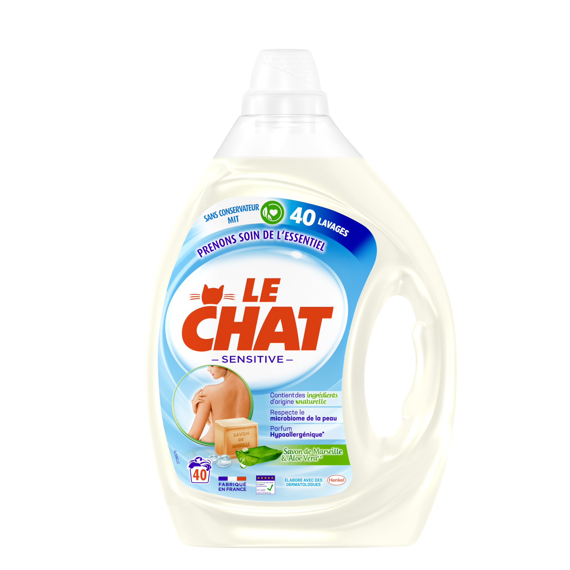 Le Chat Sensitive – 40 lavages (2L) – Lessive Liquide