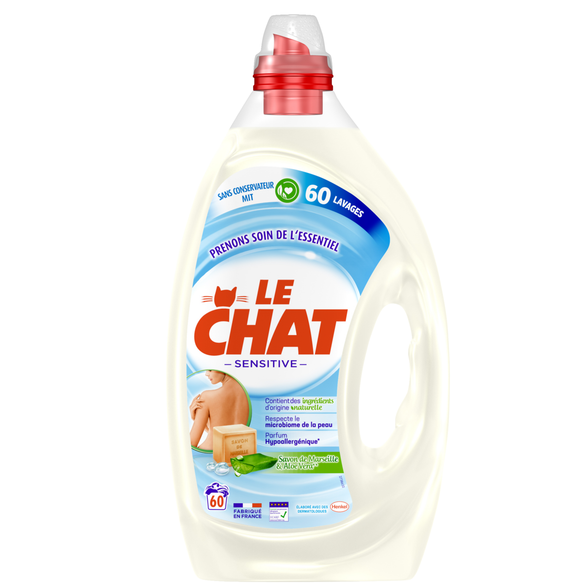 Le Chat Lessive liquide sensitive au savon de Marseille & Aloé vera