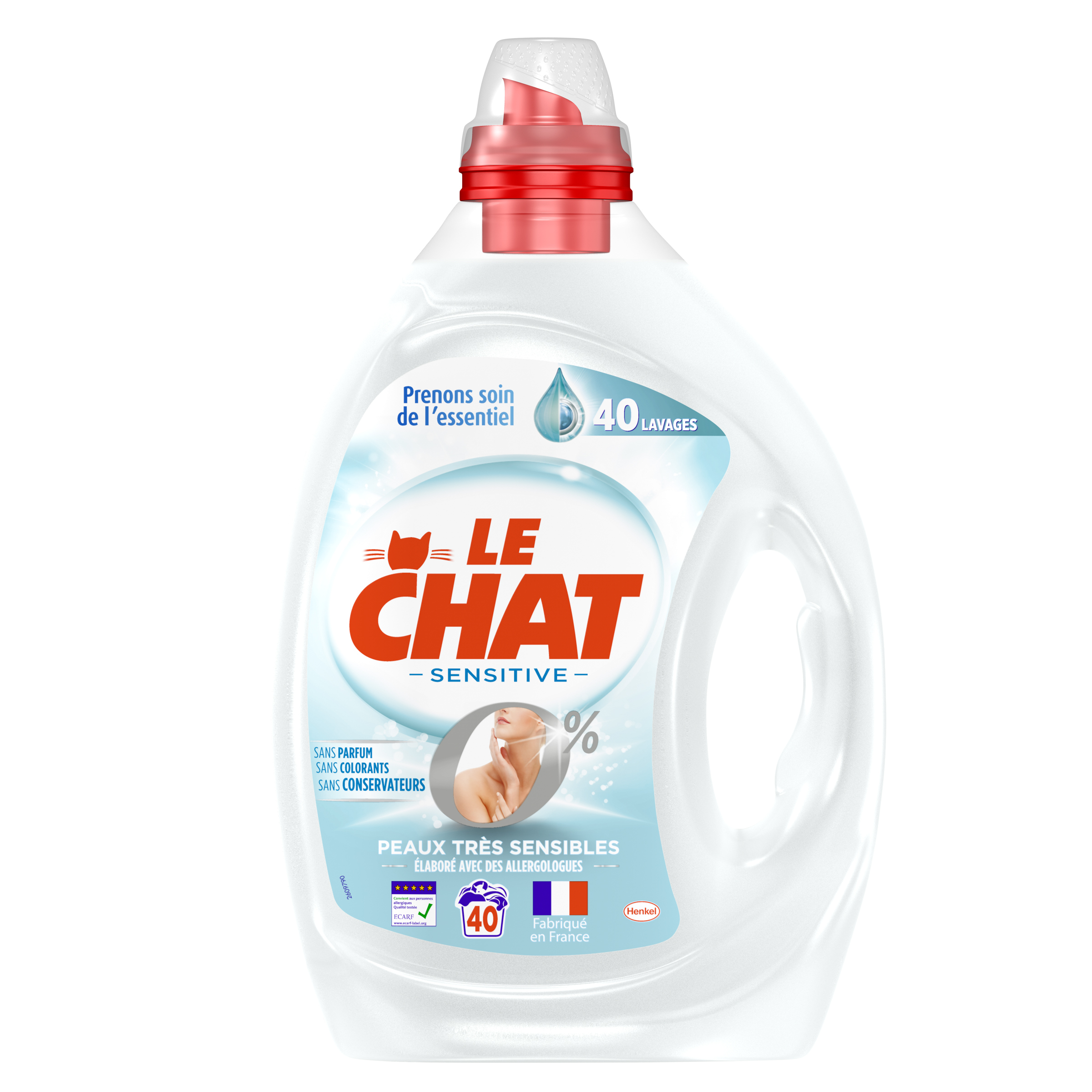 Le Chat - Sensitive - lessive liquide - Douceur de Rose - 40 lavages (2L)