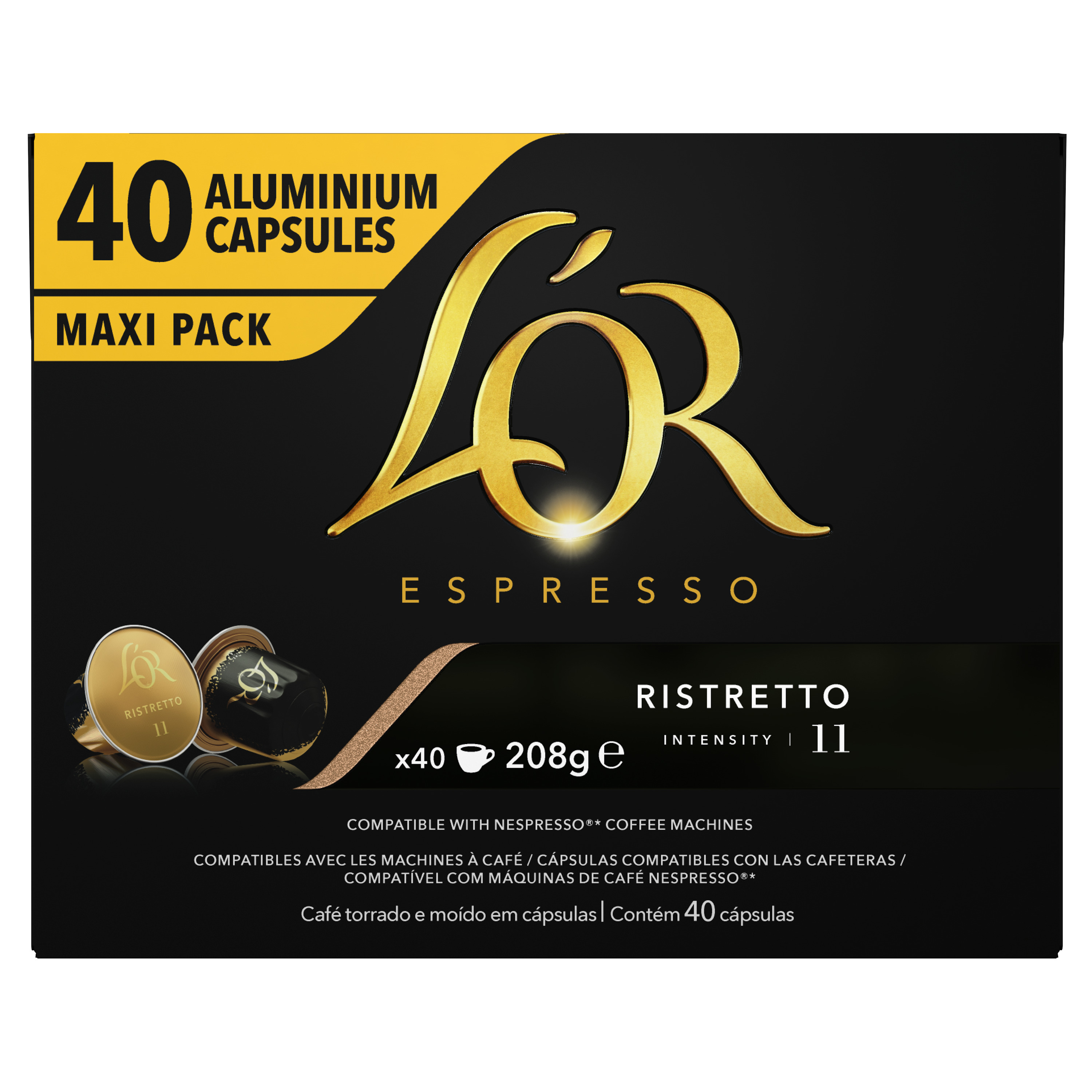 L'OR Capsules de café ristretto intensité 11 compatibles Nespresso